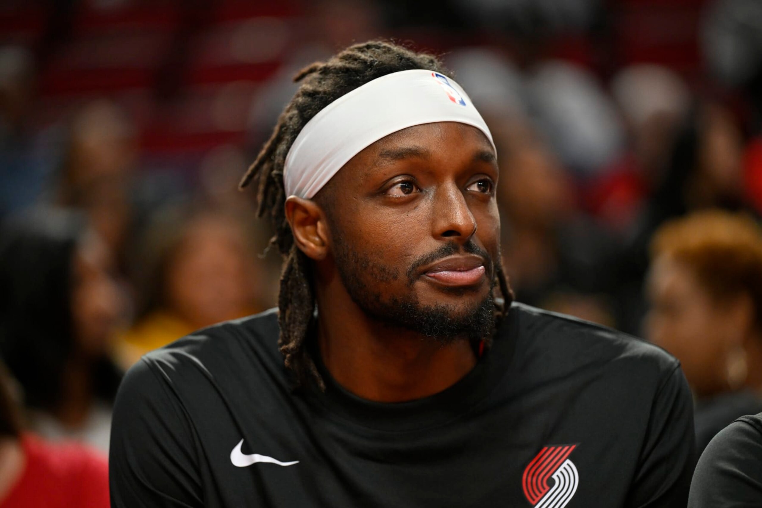 PORTLAND, OREGON - OCTOBER 10: Jerami Grant #9 of the Portland Trail Blazers looks on during the fourth quarter of the exhibition game against the New Zealand Breakers at Moda Center on October 10, 2023 in Portland, Oregon. The Portland Trail Blazers won 106-66. NOTE TO USER: User expressly acknowledges and agrees that, by downloading and or using this Photograph, user is consenting to the terms and conditions of the Getty Images License Agreement. (Photo by Alika Jenner/Getty Images) PORTLAND, OREGON - OCTOBER 10: Jerami Grant #9 of the Portland Trail Blazers looks on during the fourth quarter of the exhibition game against the New Zealand Breakers at Moda Center on October 10, 2023 in Portland, Oregon. The Portland Trail Blazers won 106-66. NOTE TO USER: User expressly acknowledges and agrees that, by downloading and or using this Photograph, user is consenting to the terms and conditions of the Getty Images License Agreement. (Photo by Alika Jenner/Getty Images)