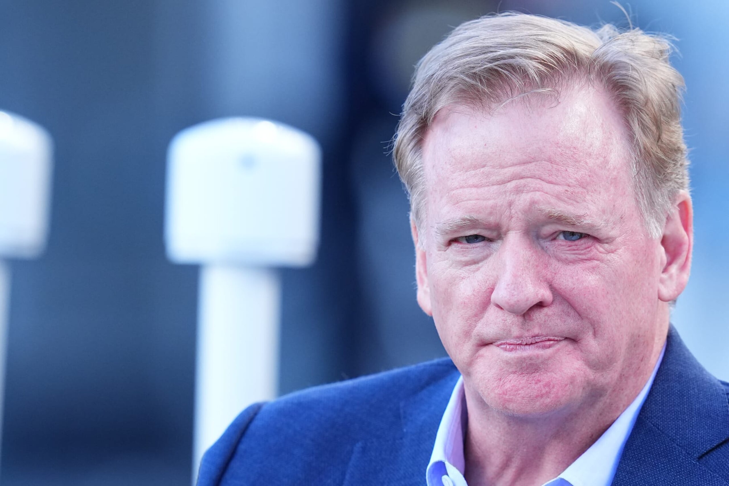 PHILADELPHIA, PENNSYLVANIA - SEPTEMBER 14: NFL Commissioner Roger Goodell looks on prior to the game between the Minnesota Vikings and Philadelphia Eagles at Lincoln Financial Field on September 14, 2023 in Philadelphia, Pennsylvania. (Photo by Mitchell Leff/Getty Images)
