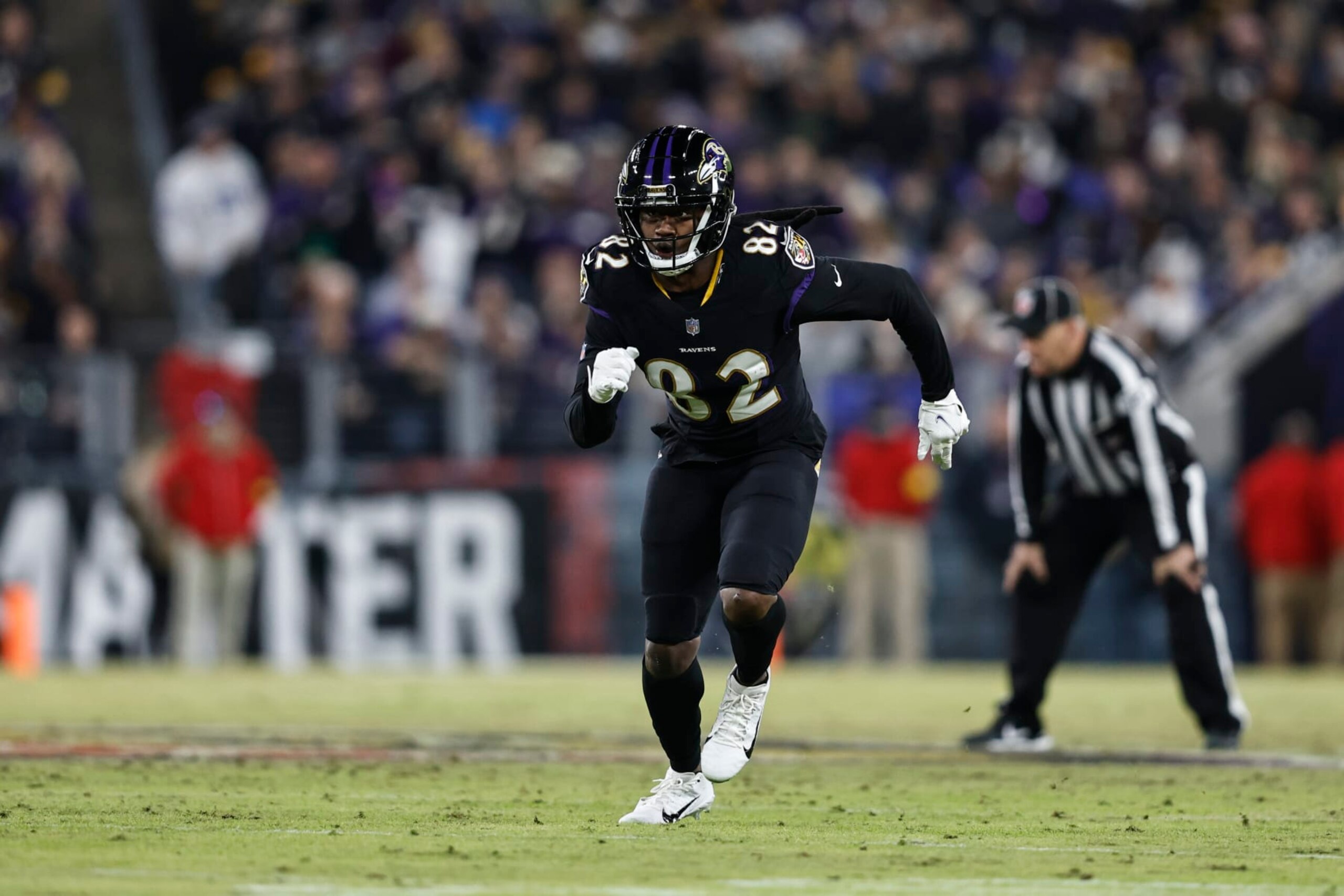 BALTIMORE, MARYLAND - JANUARY 01: Sammy Watkins #82 of the Baltimore Ravens runs during an NFL football game between the Baltimore Ravens and the Pittsburgh Steelers at M&T Bank Stadium on January 01, 2023 in Baltimore, Maryland. (Photo by Michael Owens/Getty Images)