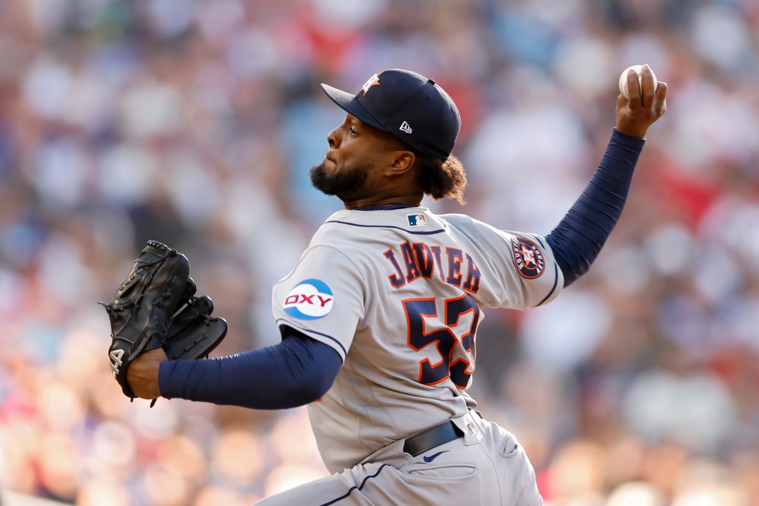 MINNEAPOLIS, MINNESOTA - OCTOBER 10: Cristian Javier #53 of the Houston Astros pitches in the fifth inning against the Minnesota Twins during Game Three of the Division Series at Target Field on October 10, 2023 in Minneapolis, Minnesota. (Photo by David Berding/Getty Images)
