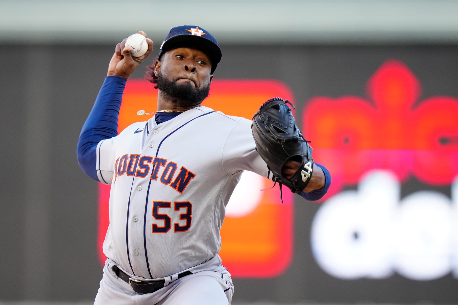 MINNEAPOLIS, MN - OCTOBER 10: Cristian Javier #53 of the Houston Astros pitches during Game 3 of the Division Series between the Houston Astros and the Minnesota Twins at Target Field on Tuesday, October 10, 2023 in Minneapolis, Minnesota. (Photo by Daniel Shirey/MLB Photos via Getty Images) MINNEAPOLIS, MN - OCTOBER 10: Cristian Javier #53 of the Houston Astros pitches during Game 3 of the Division Series between the Houston Astros and the Minnesota Twins at Target Field on Tuesday, October 10, 2023 in Minneapolis, Minnesota. (Photo by Daniel Shirey/MLB Photos via Getty Images)
