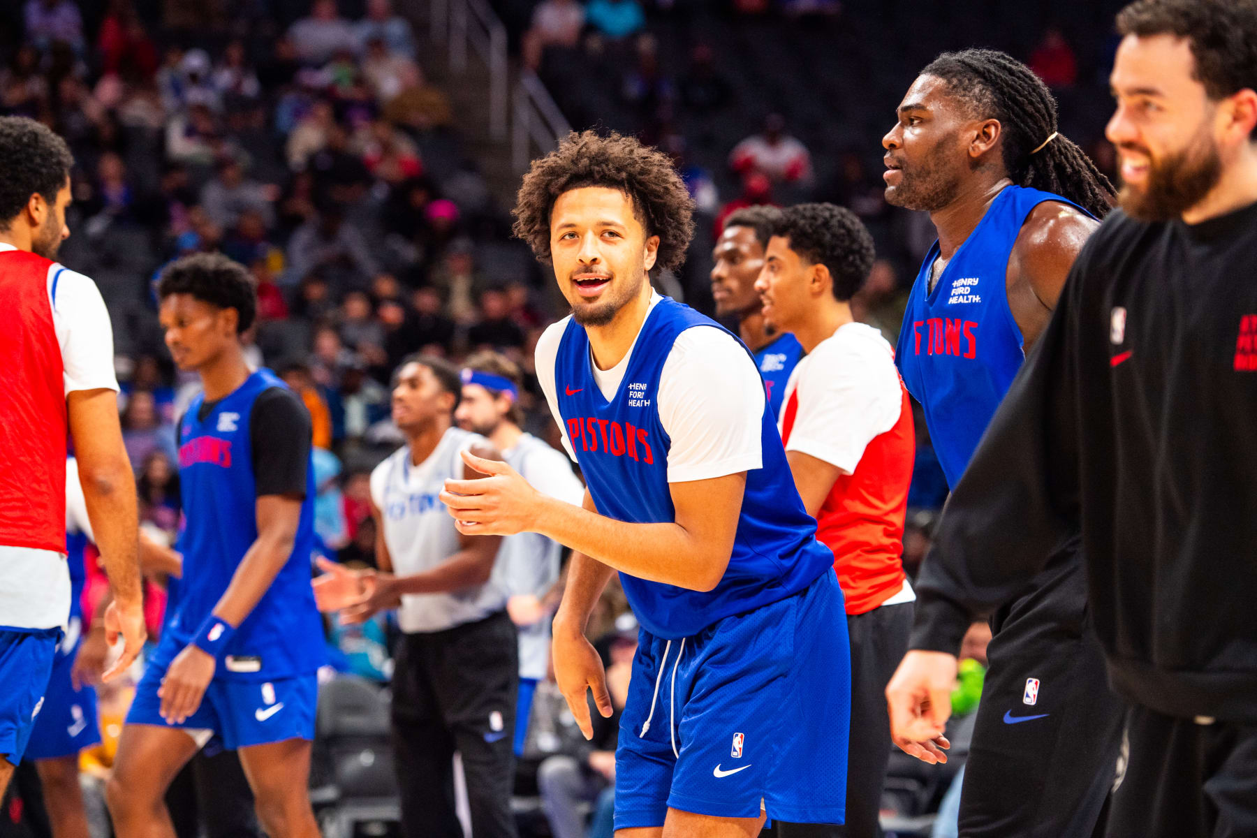 DETROIT, MICHIGAN - OCTOBER 15: Cade Cunningham #2 of the Detroit Pistons during an Open Practice at Little Caesars Arena on October 15, 2023 in Detroit, Michigan. NOTE TO USER: User expressly acknowledges and agrees that, by downloading and or using this photograph, User is consenting to the terms and conditions of the Getty Images License Agreement. Mandatory Copyright Notice: Copyright 2023 NBAE (Photo by Chris Schwegler/NBAE via Getty Images)