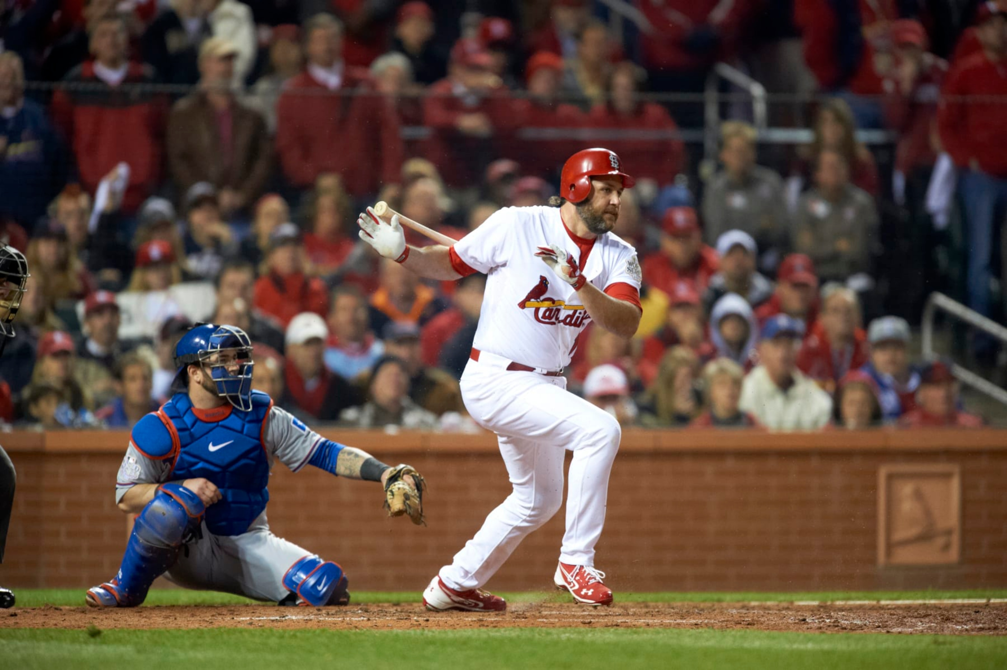 Baseball: World Series: St. Louis Cardinals Lance Berkman (12) in action, at bat vs Texas Rangers at Busch Stadium. Game 7.
St. Louis, MO 10/28/2011
CREDIT: Al Tielemans (Photo by Al Tielemans /Sports Illustrated via Getty Images)
(Set Number: X86553 TK4 R11 F34 )