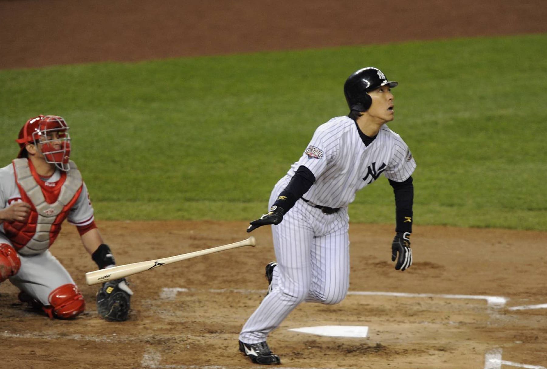 NEW YORK - NOVEMBER 4:  Hideki Matsui #55 of the New York Yankees bats against the Philadelphia Phillies during Game Six of the World Series November 4, 2009 at Yankee Stadium in the Bronx borough of New York City. The Yankees won the series 4-2. (Photo by Focus on Sport/Getty Images)