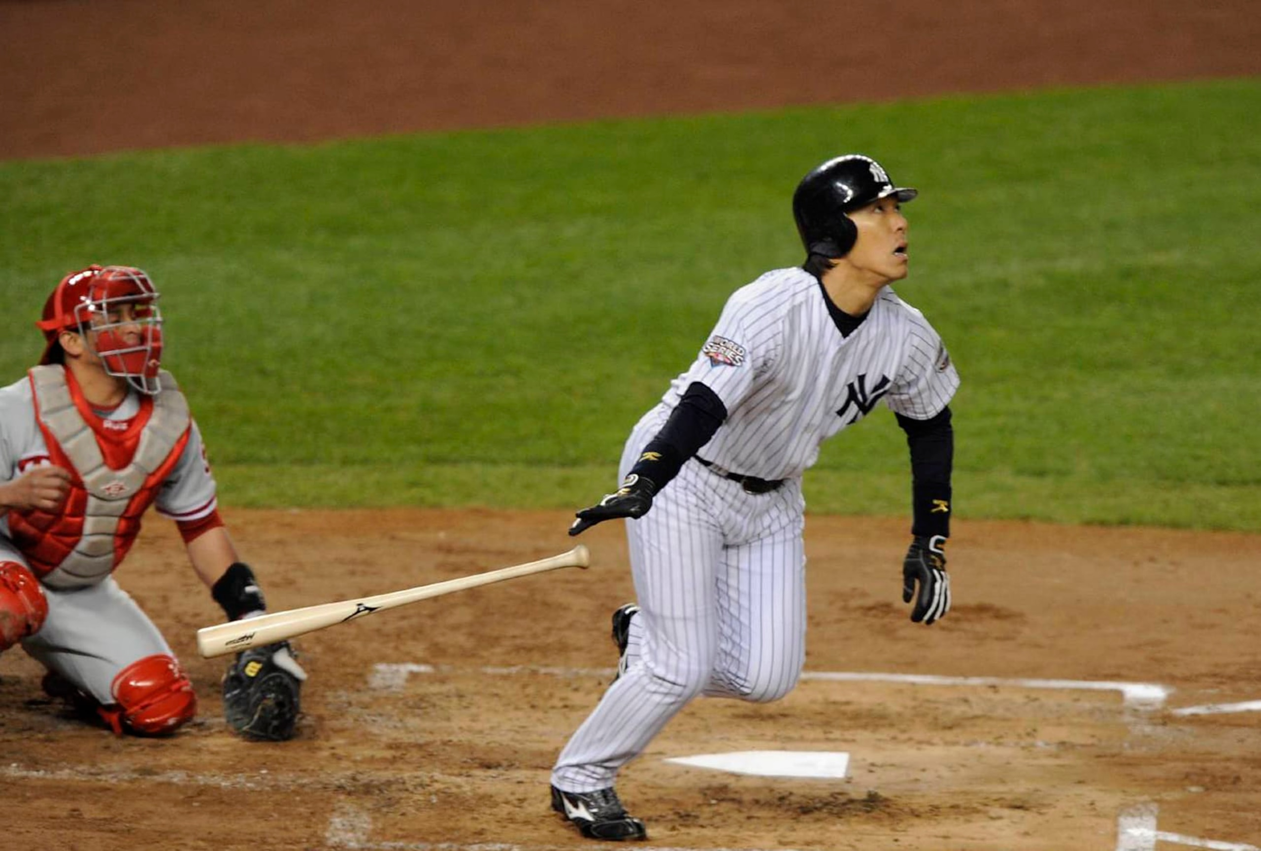 NEW YORK - NOVEMBER 4:  Hideki Matsui #55 of the New York Yankees bats against the Philadelphia Phillies during Game Six of the World Series November 4, 2009 at Yankee Stadium in the Bronx borough of New York City. The Yankees won the series 4-2. (Photo by Focus on Sport/Getty Images)