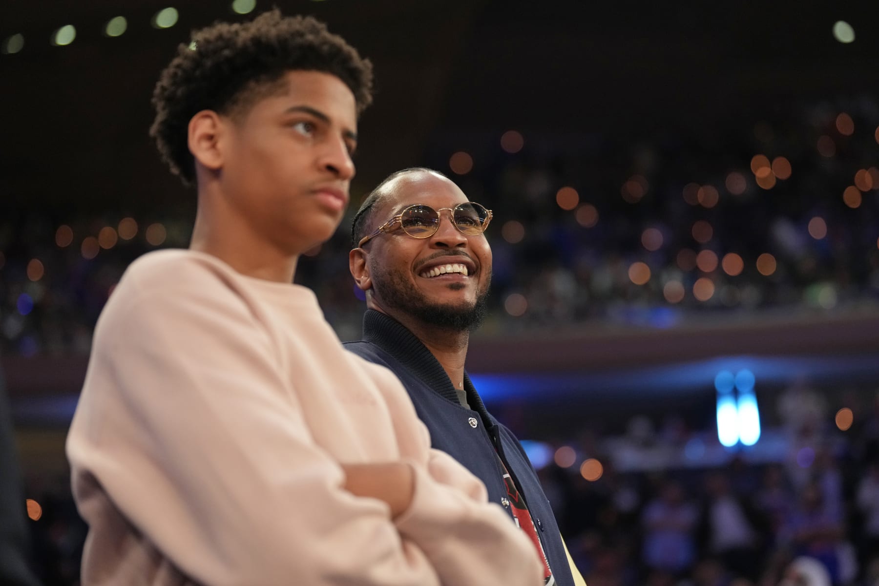 Carmelo Anthony, Son Kiyan Pictured in Syracuse Jersey on Official Visit