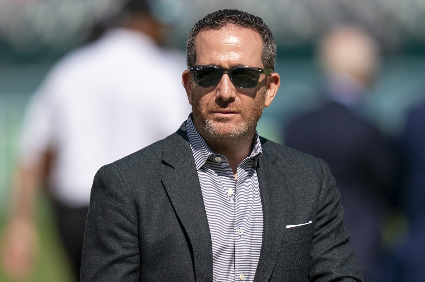 Philadelphia Eagles general manager Howie Roseman looks on prior to the NFL football game against the Washington Commanders, Sunday, Oct. 1, 2023, in Philadelphia. (AP Photo/Chris Szagola)
