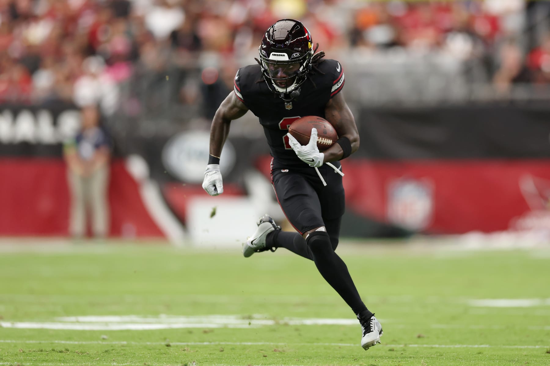 GLENDALE, ARIZONA - OCTOBER 08: Marquise Brown #2 of the Arizona Cardinals makes a catch against the Cincinnati Bengals during the first half at State Farm Stadium on October 08, 2023 in Glendale, Arizona. (Photo by Christian Petersen/Getty Images)