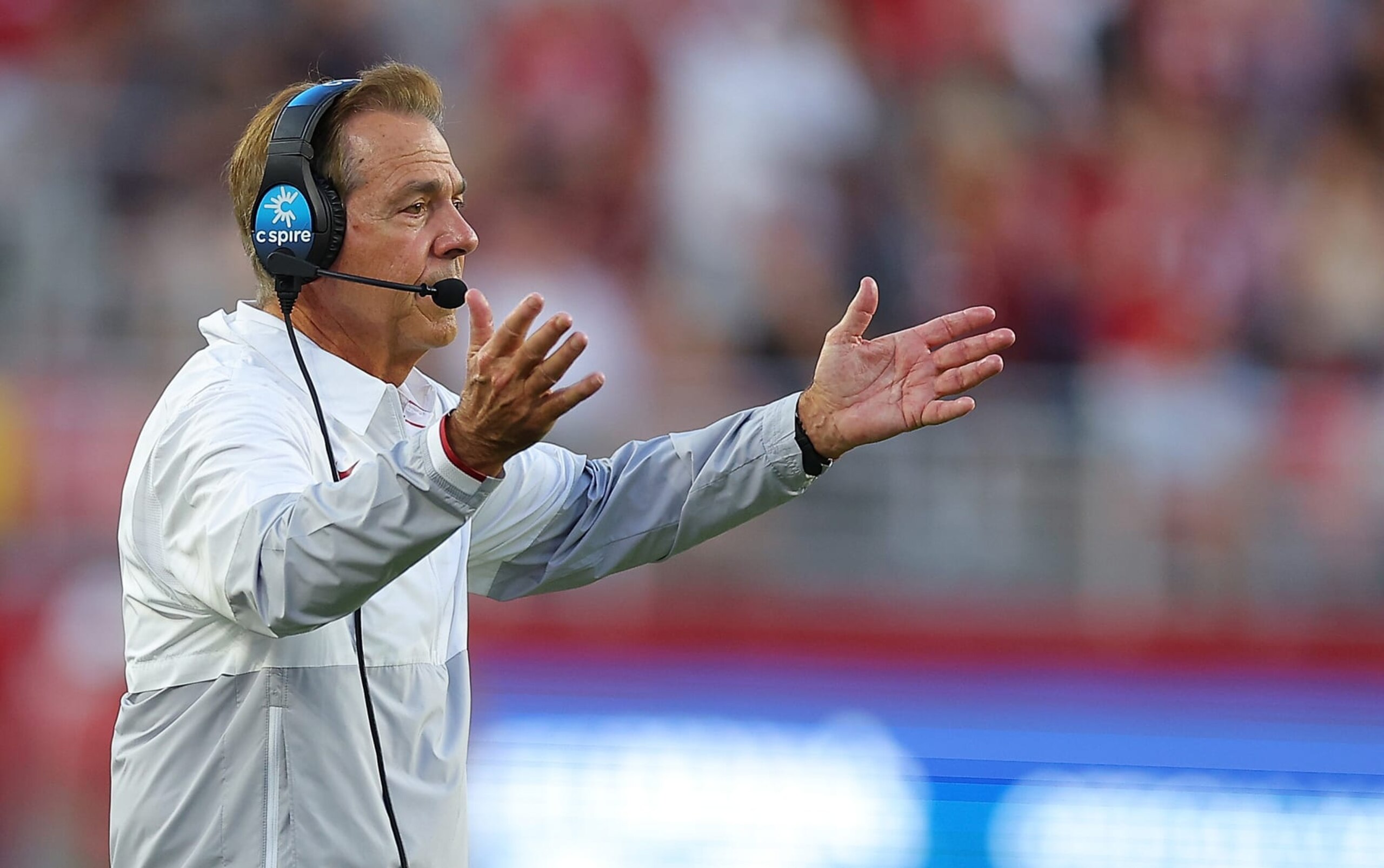 TUSCALOOSA, ALABAMA - OCTOBER 21:  Head coach Nick Saban of the Alabama Crimson Tide reacts against the Tennessee Volunteers during the fourth quarter at Bryant-Denny Stadium on October 21, 2023 in Tuscaloosa, Alabama. (Photo by Kevin C. Cox/Getty Images)