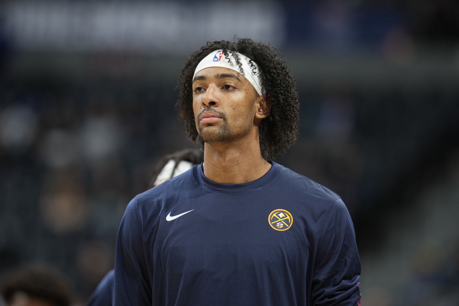 Denver Nuggets forward Zeke Nnaji (22) in the first half of a preseason NBA basketball game Sunday, Oct. 15, 2023, in Denver. (AP Photo/David Zalubowski)