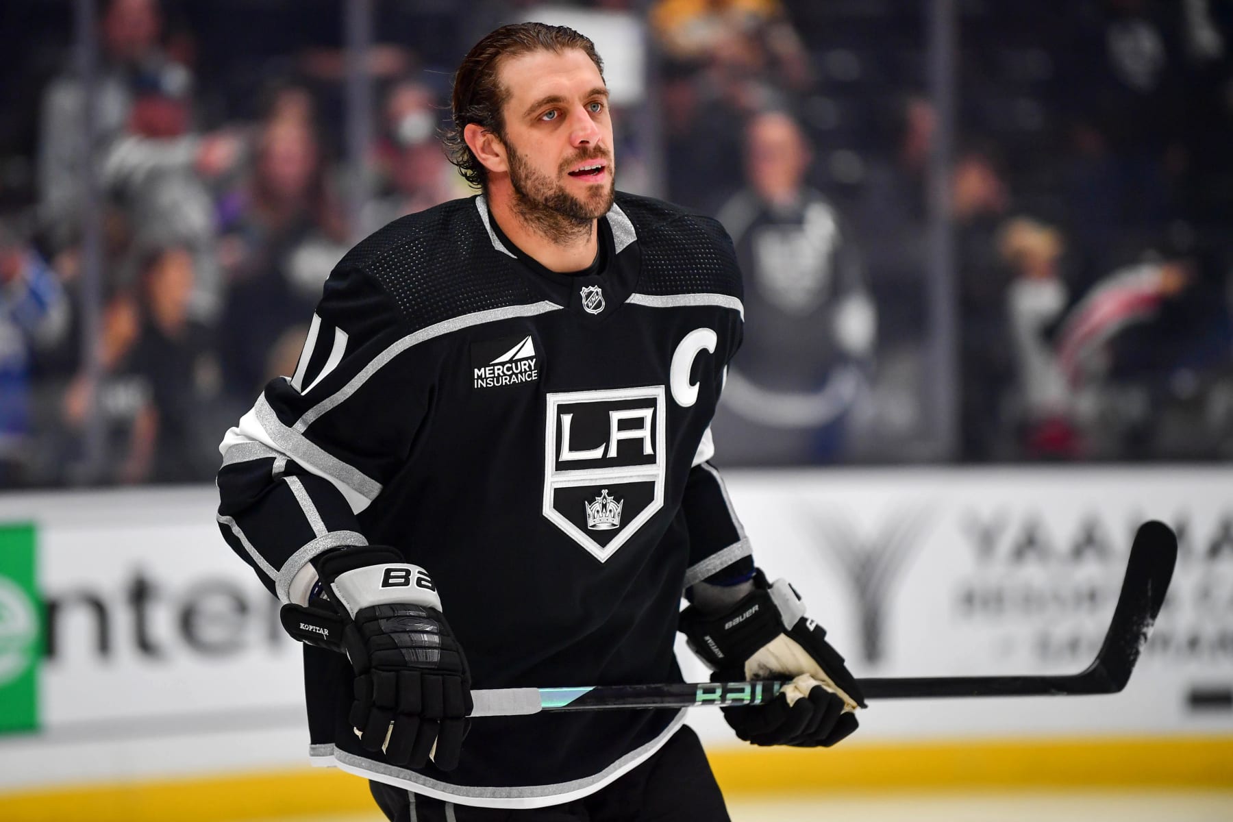 LOS ANGELES, CA - OCTOBER 21: Anze Kopitar #11 of the Los Angeles Kings skates on the ice during warm ups prior to his 1,297th career game and the most games played in LA Kings history prior to the game against the Boston Bruins at Crypto.com Arena on October 21, 2023 in Los Angeles, California. (Photo by Gary A. Vasquez/NHLI via Getty Images) LOS ANGELES, CA - OCTOBER 21: Anze Kopitar #11 of the Los Angeles Kings skates on the ice during warm ups prior to his 1,297th career game and the most games played in LA Kings history prior to the game against the Boston Bruins at Crypto.com Arena on October 21, 2023 in Los Angeles, California. (Photo by Gary A. Vasquez/NHLI via Getty Images)