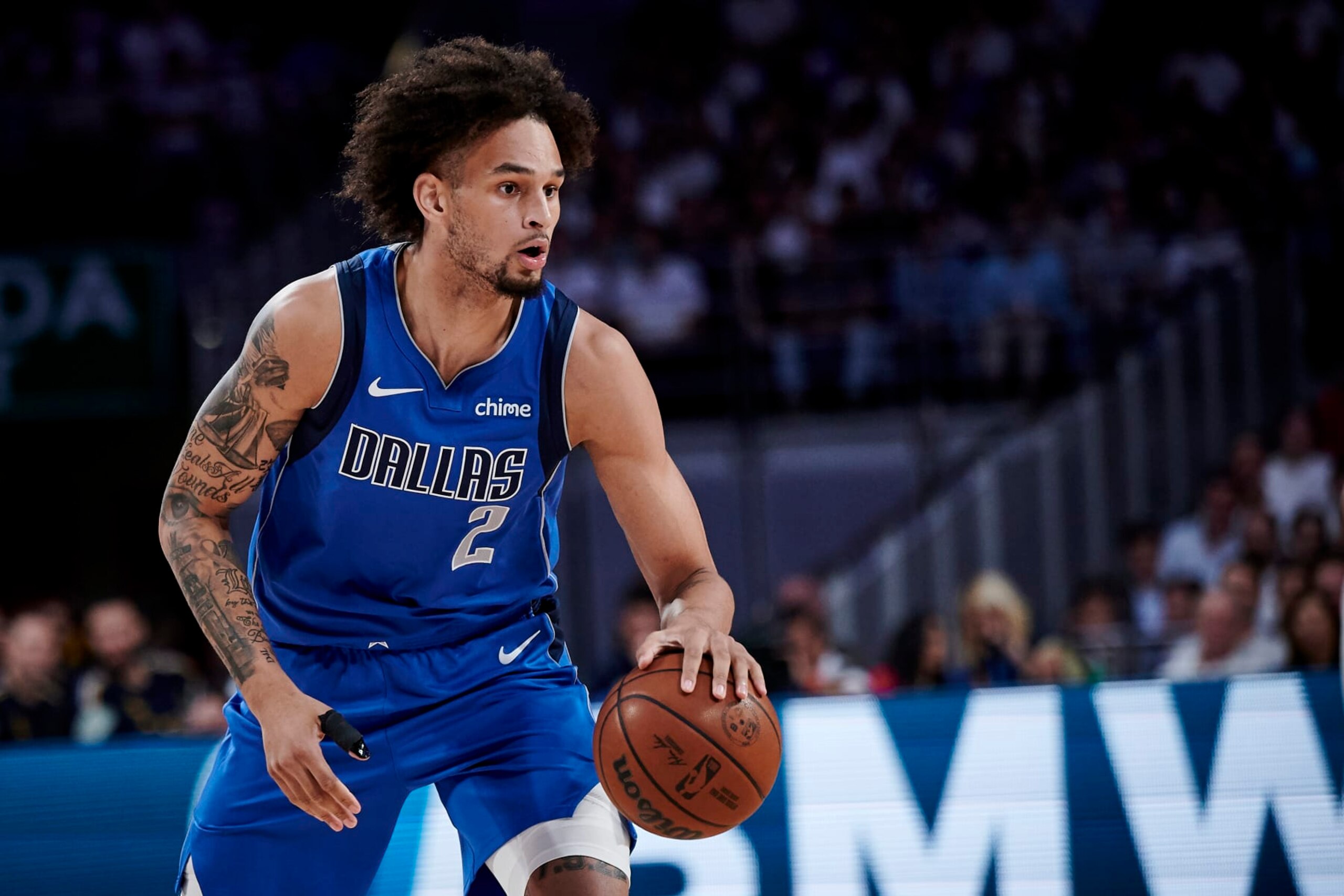 MADRID, SPAIN - OCTOBER 10: #02 Dereck Lively II of Dallas Mavericks during Exhibition match between Real Madrid and Dallas Mavericks at WiZink Center on October 10, 2023 in Madrid, Spain. (Photo by Borja B. Hojas/Getty Images) MADRID, SPAIN - OCTOBER 10: #02 Dereck Lively II of Dallas Mavericks during Exhibition match between Real Madrid and Dallas Mavericks at WiZink Center on October 10, 2023 in Madrid, Spain. (Photo by Borja B. Hojas/Getty Images)