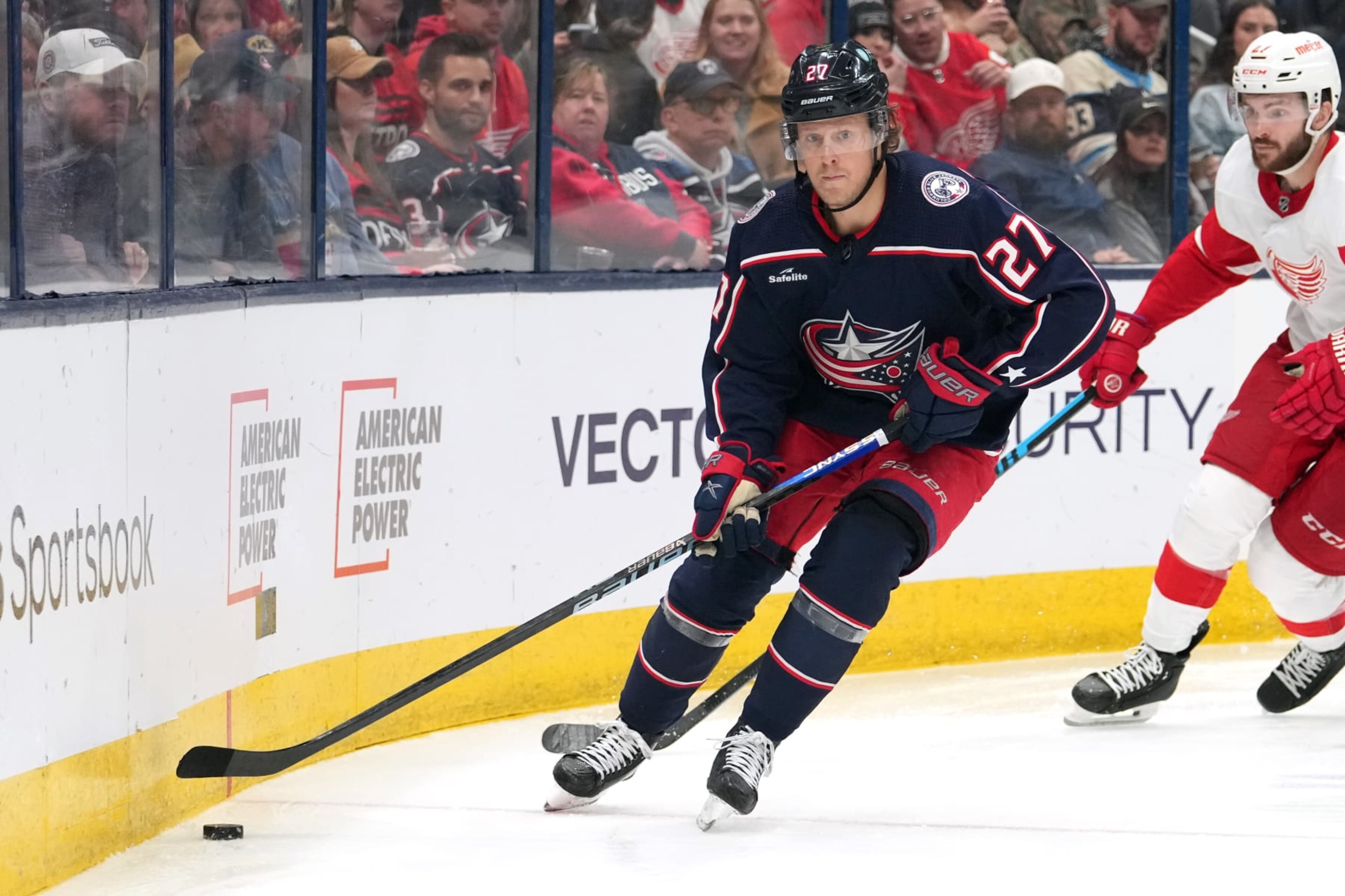 Columbus Blue Jackets defenseman Adam Boqvist. Columbus Blue Jackets defenseman Adam Boqvist.