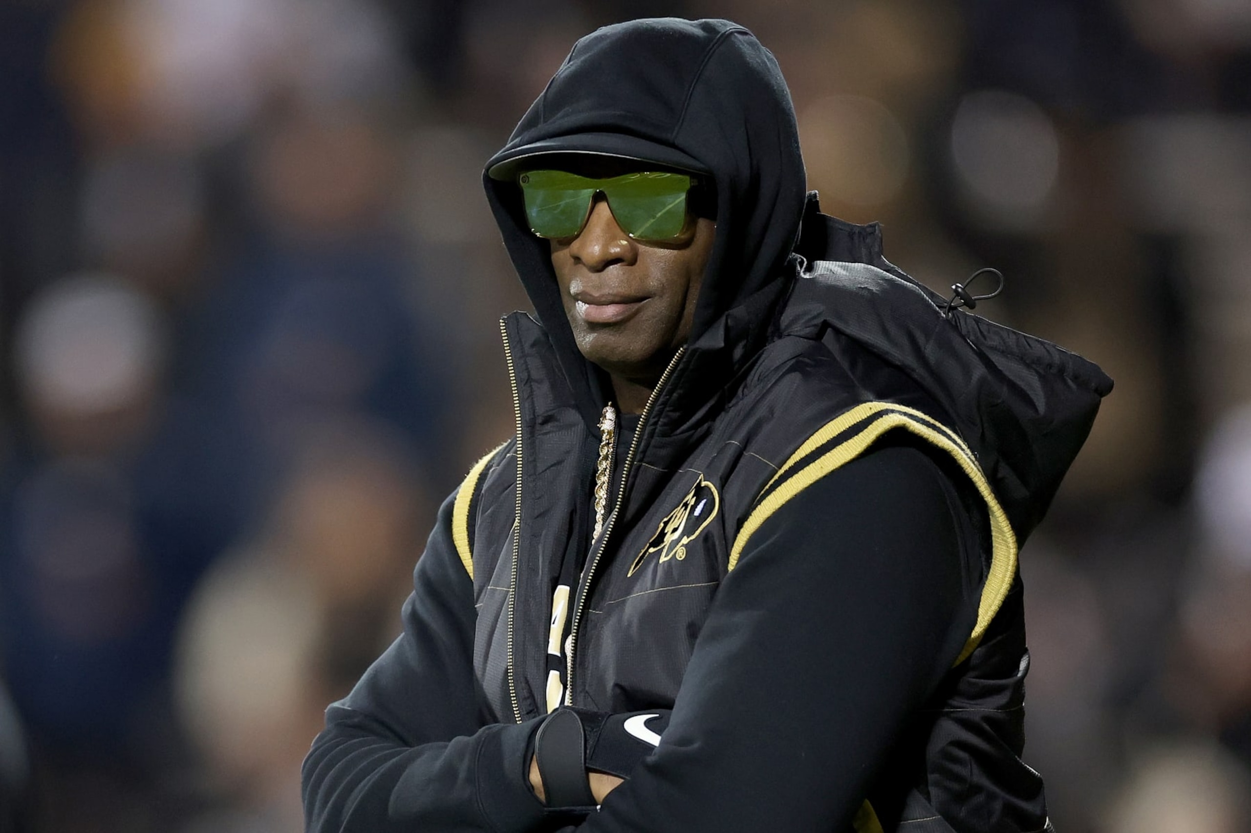 BOULDER, COLORADO - OCTOBER 13: Head coach Deion Sanders of the Colorado Buffaloes walks on the field during pregame against the Stanford Cardinal at Folsom Field on October 13, 2023 in Boulder, Colorado. (Photo by Matthew Stockman/Getty Images) BOULDER, COLORADO - OCTOBER 13: Head coach Deion Sanders of the Colorado Buffaloes walks on the field during pregame against the Stanford Cardinal at Folsom Field on October 13, 2023 in Boulder, Colorado. (Photo by Matthew Stockman/Getty Images)