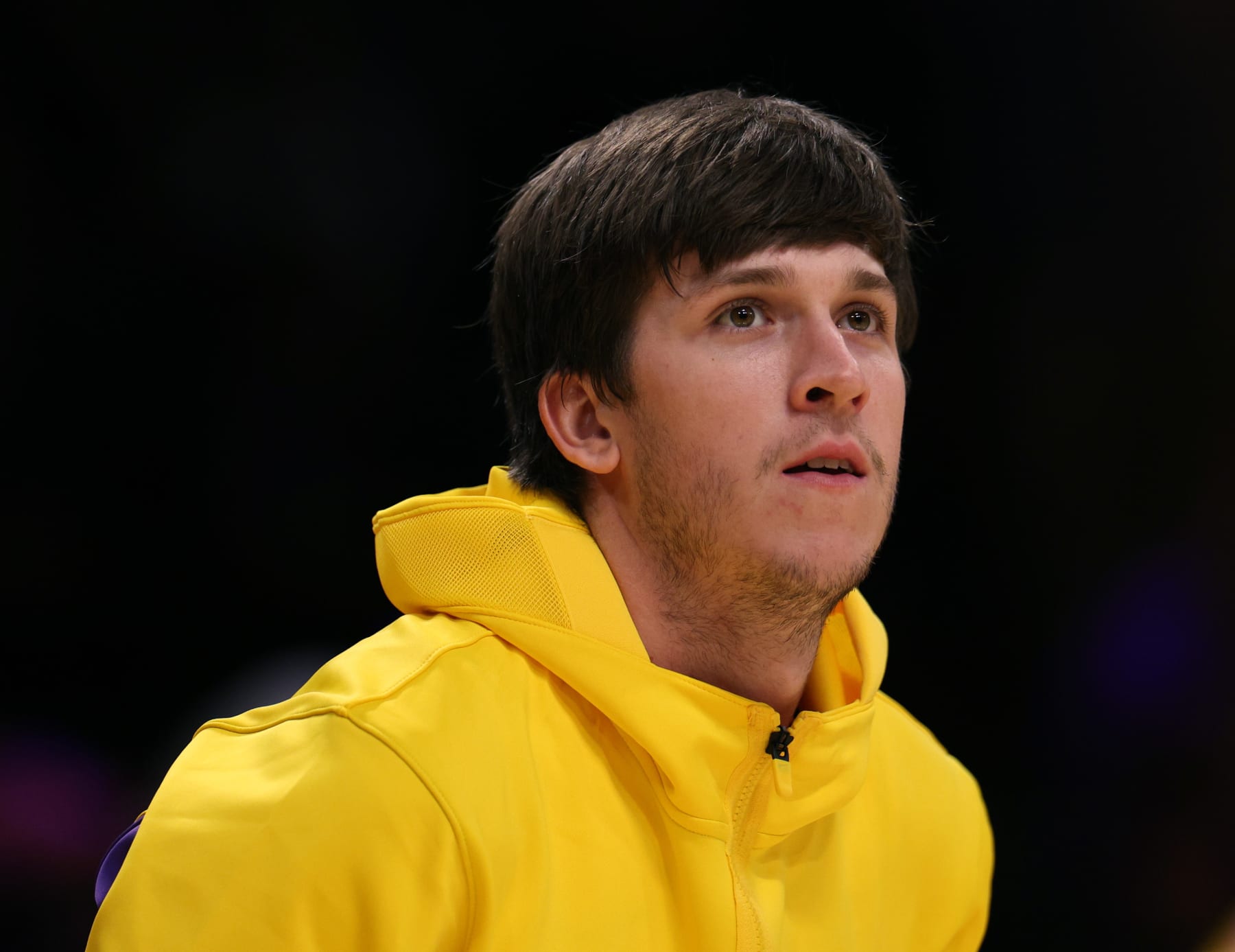 LOS ANGELES, CALIFORNIA - OCTOBER 13: Austin Reaves #15 of the Los Angeles Lakers warms up before a preseason game against the Golden State Warriors at Crypto.com Arena on October 13, 2023 in Los Angeles, California. (Photo by Harry How/Getty Images) NOTE TO USER: User expressly acknowledges and agrees that, by downloading and/or using this photograph, user is consenting to the terms and conditions of the Getty Images License Agreement. (Photo by Harry How/Getty Images)