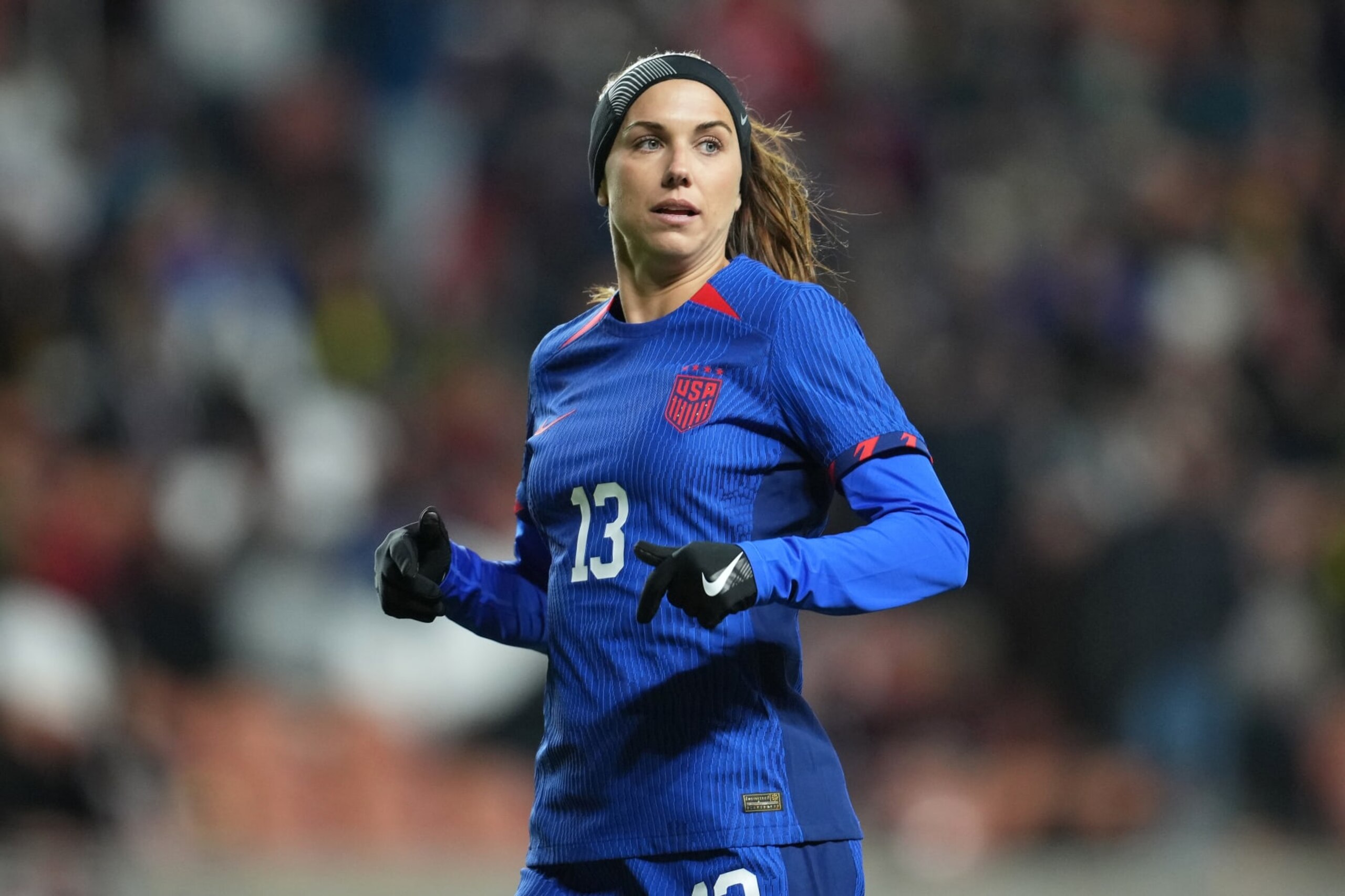 SANDY, UTAH - OCTOBER 26: Alex Morgan #13 of the United States during the second half of an international friendly match against Colombia at America First Field on October 26, 2023 in Sandy, Utah. (Photo by Brad Smith/ISI Photos/USSF/Getty Images for USSF)
