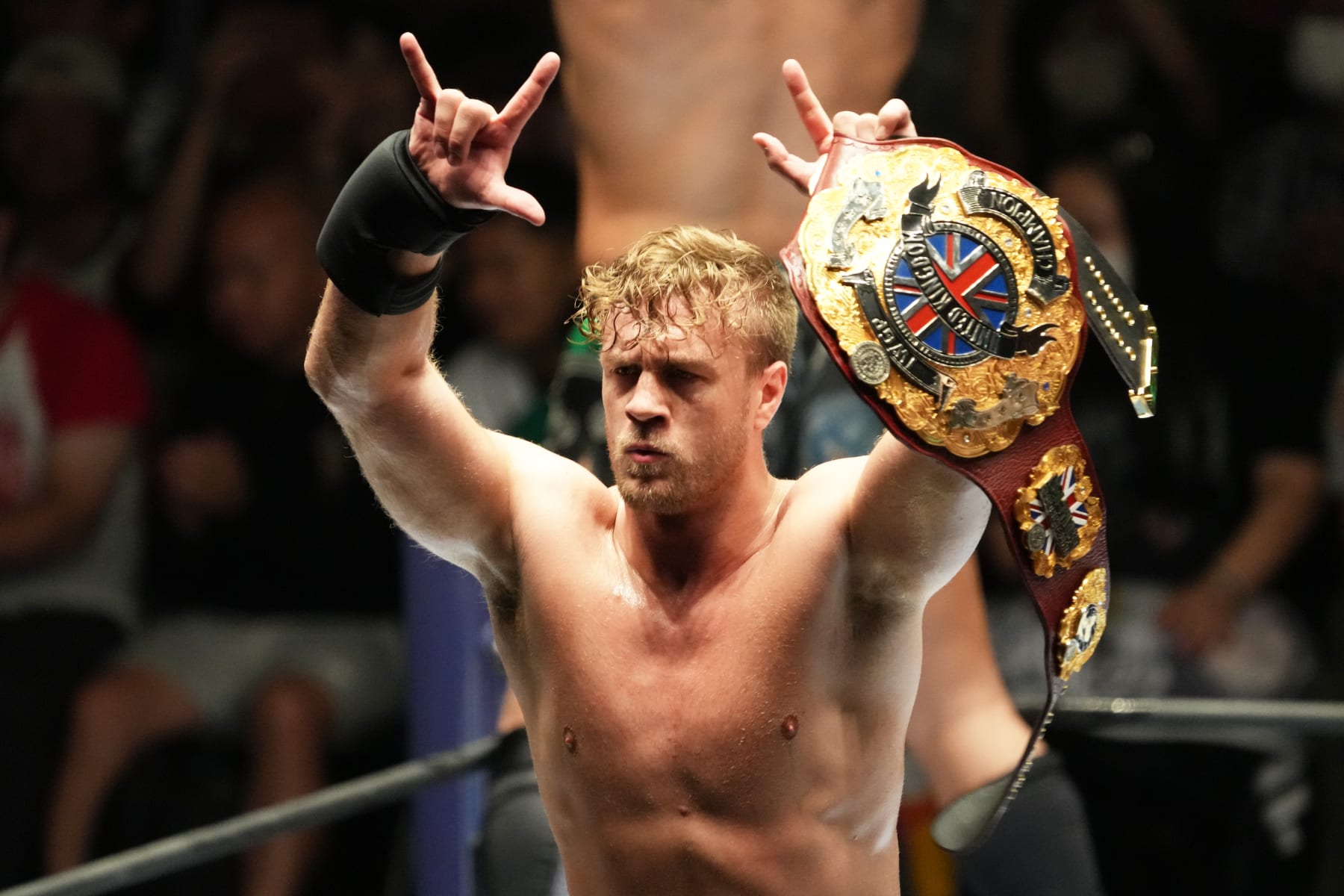 TOKYO, JAPAN - SEPTEMBER 09: Will Ospreay celebrates the victory during the New Japan Pro-Wrestling at Korakuen Hall on September 09, 2023 in Tokyo, Japan. (Photo by Etsuo Hara/Getty Images)