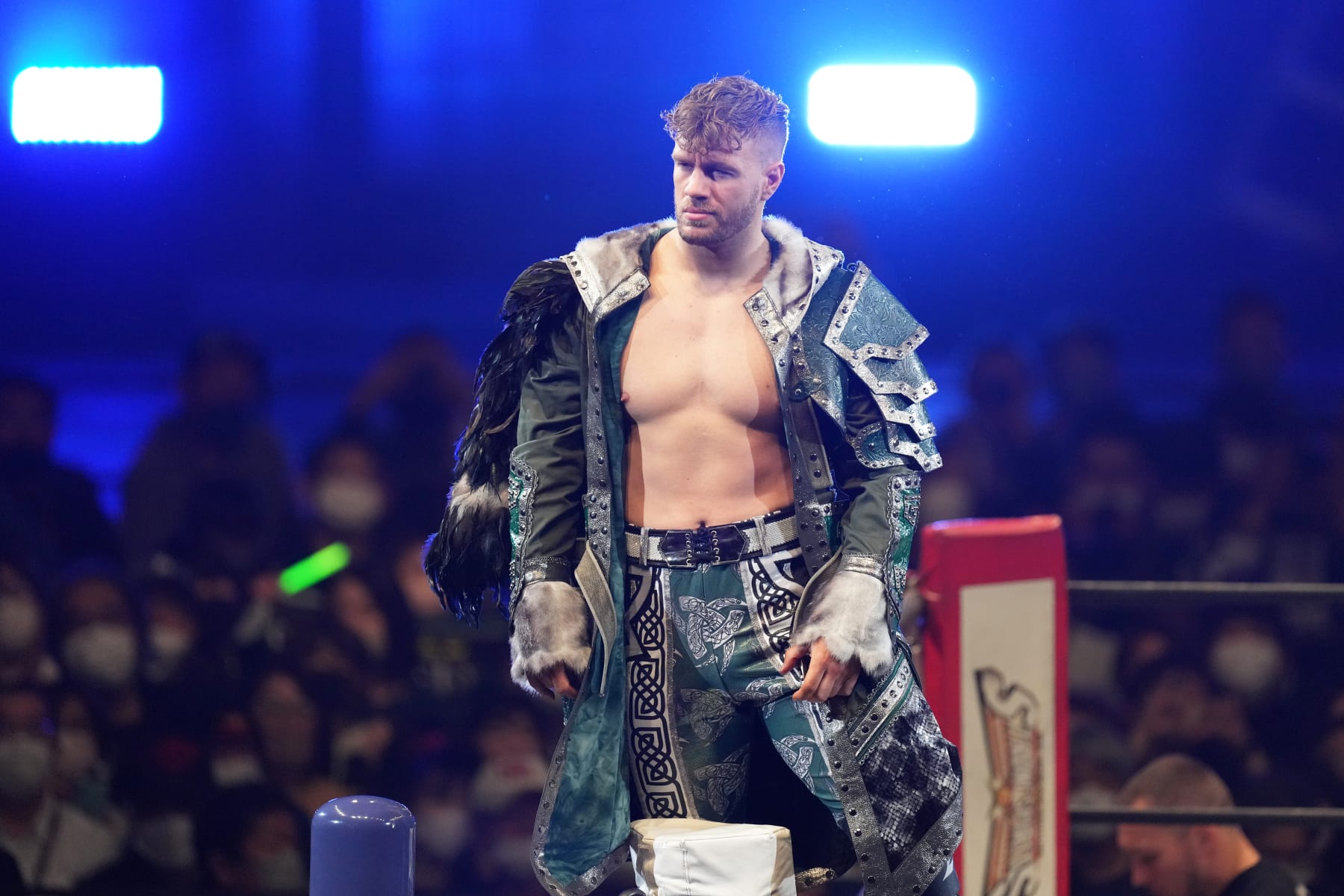 SAPPORO, JAPAN - FEBRUARY 04: Will Ospreay enters the ring during the New Japan Pro-Wrestling at Hokkaido Prefectural Sports Center on February 04, 2023 in Sapporo, Hokkaido, Japan. (Photo by Etsuo Hara/Getty Images)