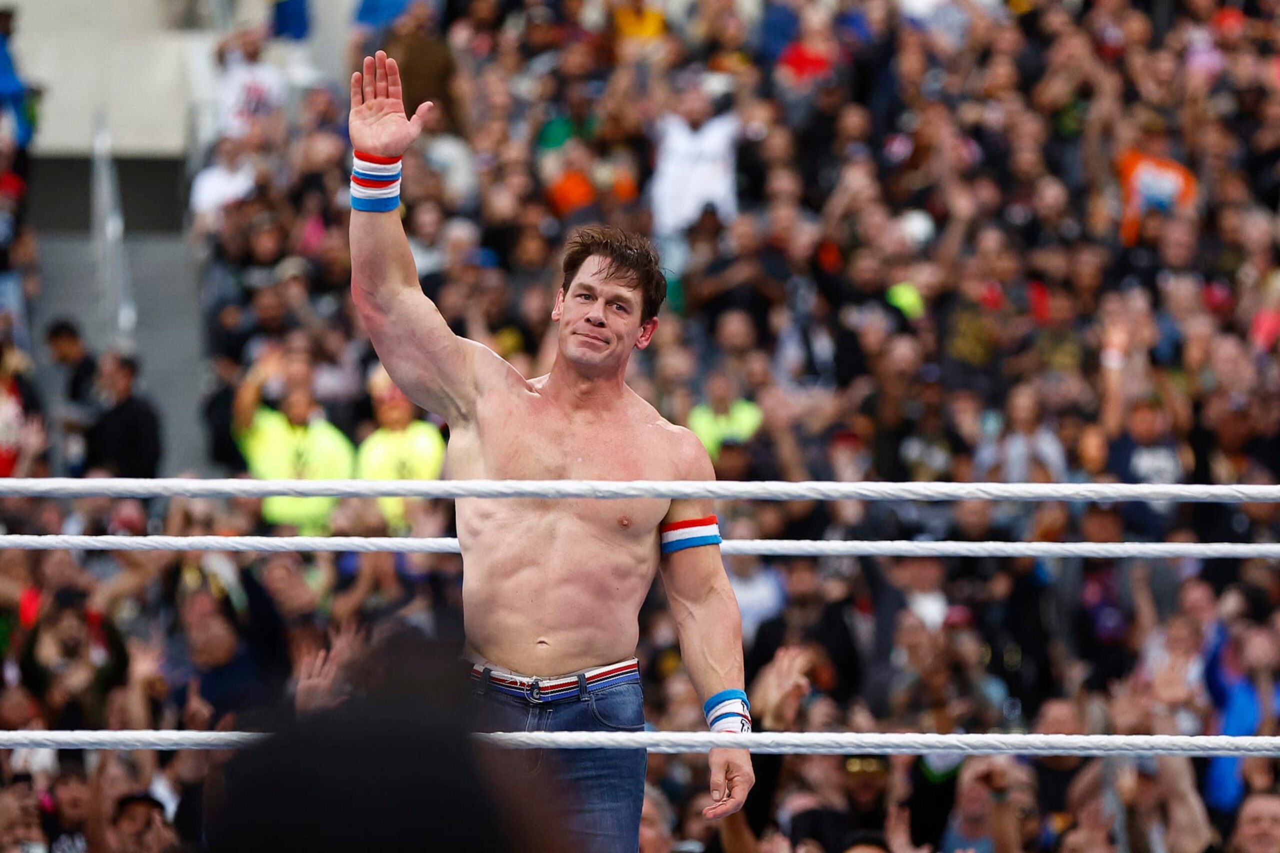 INGLEWOOD, CALIFORNIA - APRIL 01: John Cena during WrestleMania Goes Hollywood at SoFi Stadium on April 01, 2023 in Inglewood, California. (Photo by Ronald Martinez/Getty Images)