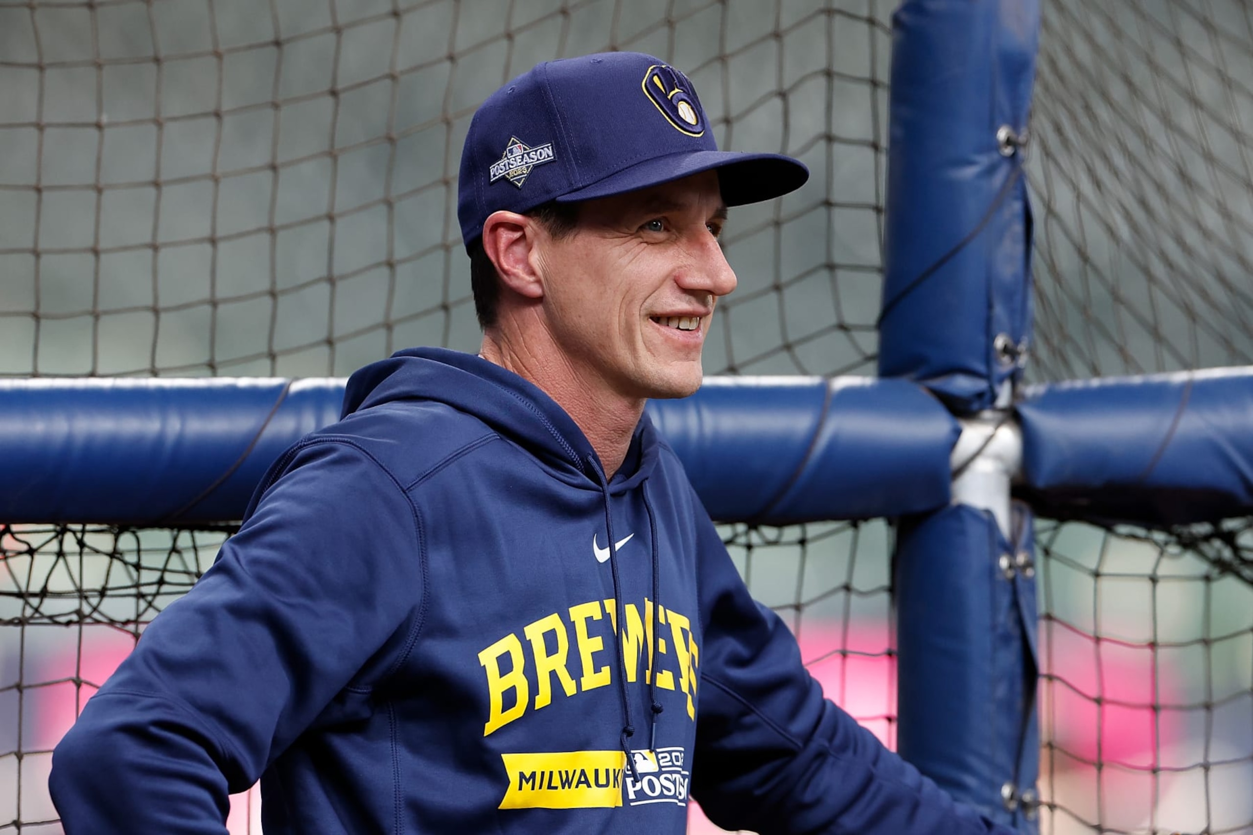 MILWAUKEE, WISCONSIN - OCTOBER 04: Craig Counsell #30 of the Milwaukee Brewers before the game against the Arizona Diamondbacks during Game Two of the Wild Card Series at American Family Field on October 04, 2023 in Milwaukee, Wisconsin. (Photo by John Fisher/Getty Images)