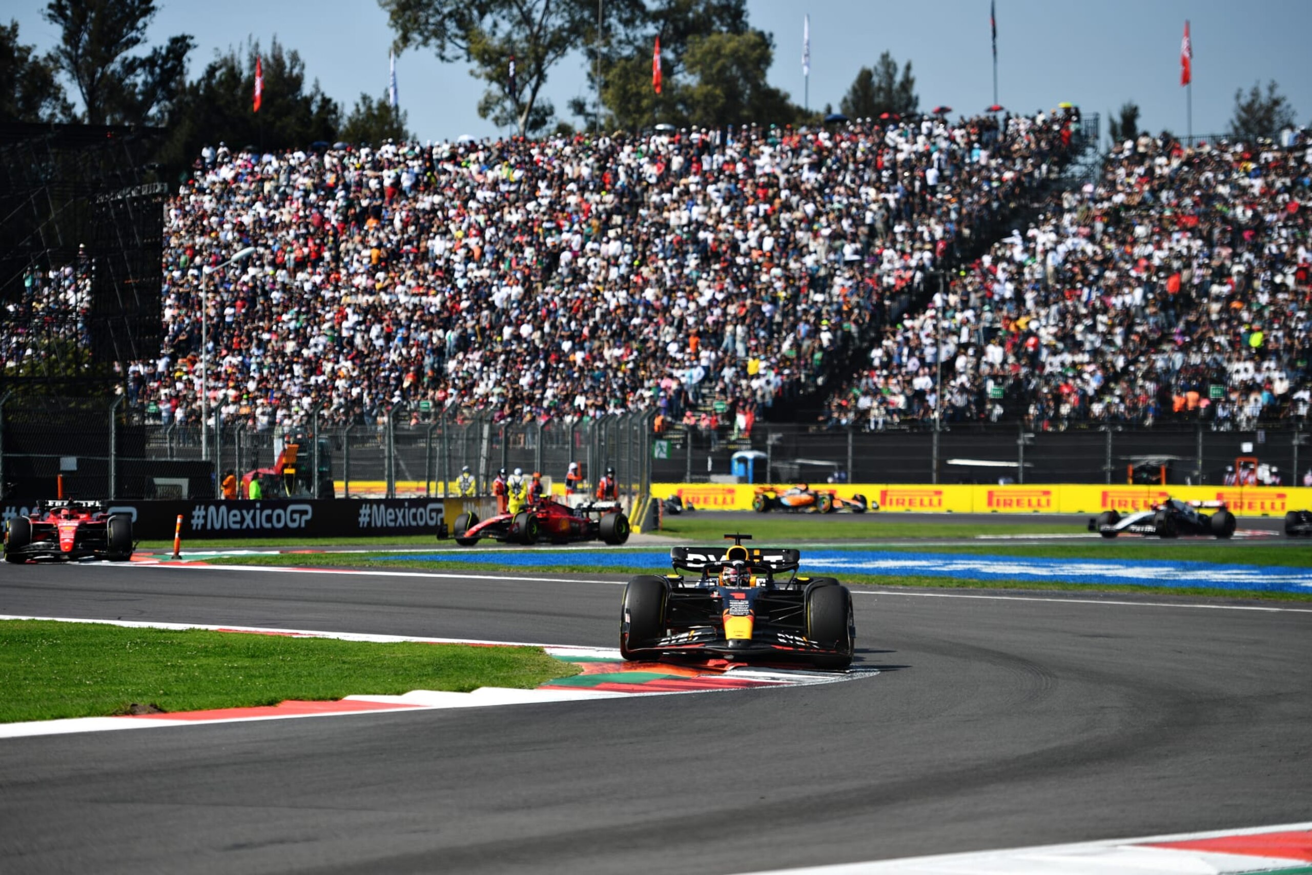 MEXICO CITY, MEXICO - OCTOBER 29: Max Verstappen of the Netherlands driving the (1) Oracle Red Bull Racing RB19 on track during the F1 Grand Prix of Mexico at Autodromo Hermanos Rodriguez on October 29, 2023 in Mexico City, Mexico. (Photo by Rudy Carezzevoli/Getty Images)