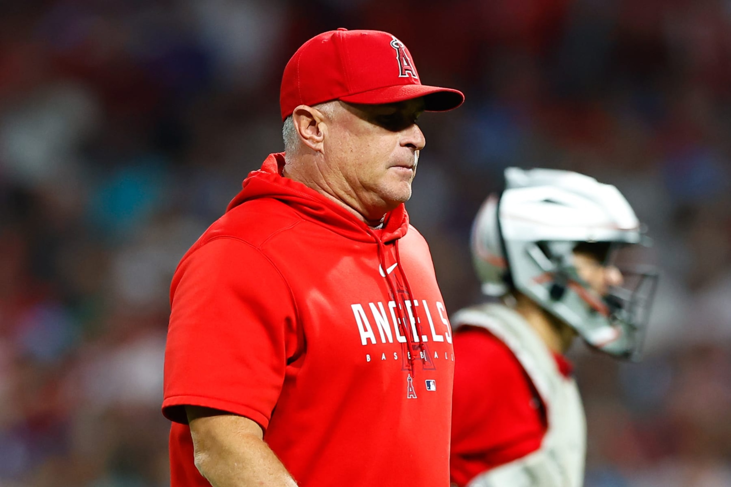PHILADELPHIA, PA - AUGUST 28: Phil Nevin #88 of the Los Angeles Angels during the Major League Baseball game against the Philadelphia Phillies  on August 28, 2023 at Citizens Bank Park in Philadelphia, Pennsylvania.  (Photo by Rich Graessle/Icon Sportswire via Getty Images)