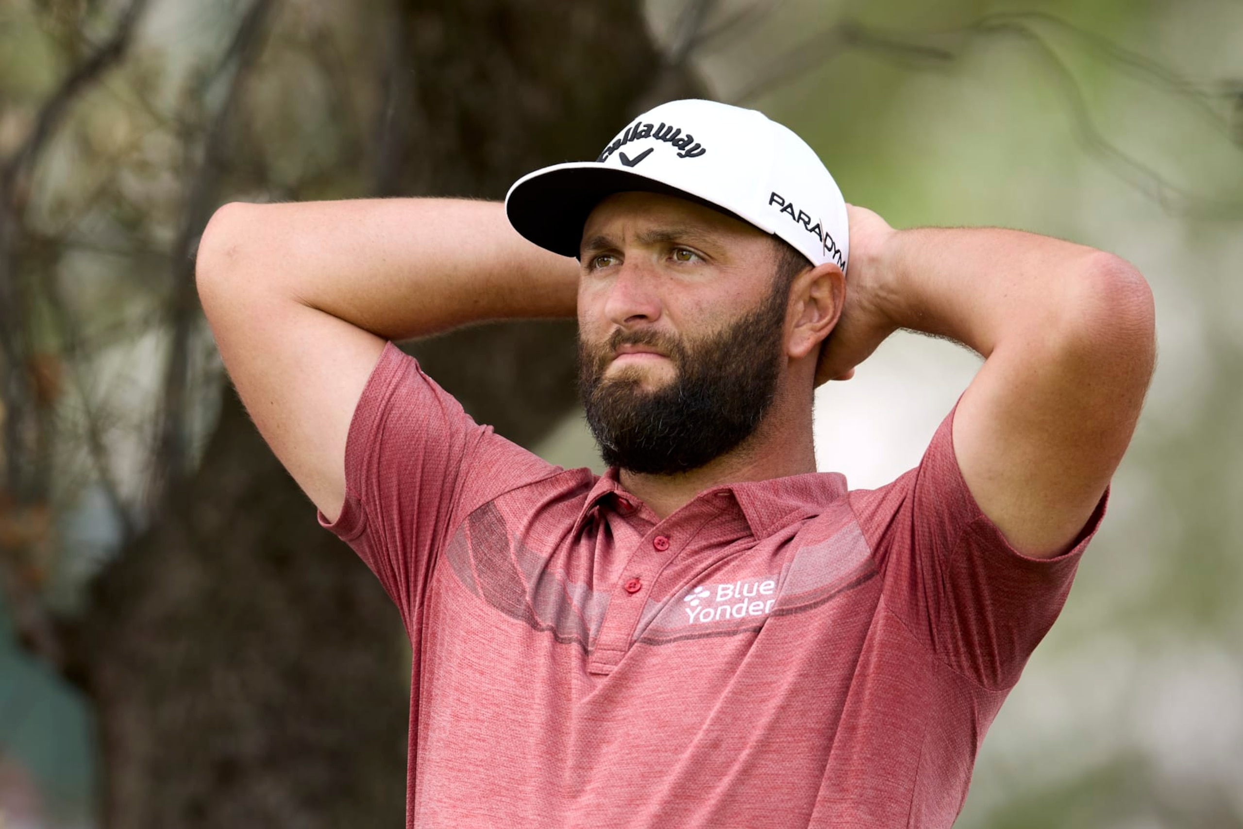 MADRID, SPAIN - OCTOBER 15: Jon Rahm of Spain looks on Day Four of the acciona Open de Espana presented by Madrid at Club de Campo Villa de Madrid on October 15, 2023 in Madrid, Spain. (Photo by Ion Alcoba/Quality Sport Images/Getty Images)