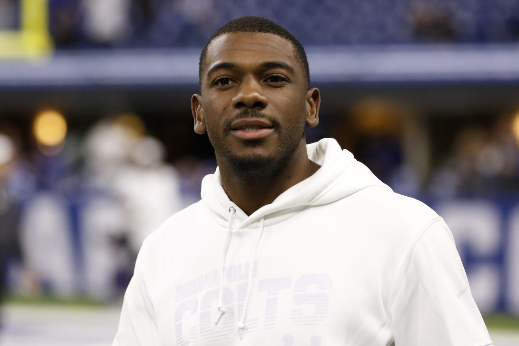 INDIANAPOLIS, INDIANA - NOVEMBER 10: Devin Funchess #17 of the Indianapolis Colts on the sidelines before the game against the Miami Dolphins at Lucas Oil Stadium on November 10, 2019 in Indianapolis, Indiana. (Photo by Justin Casterline/Getty Images)