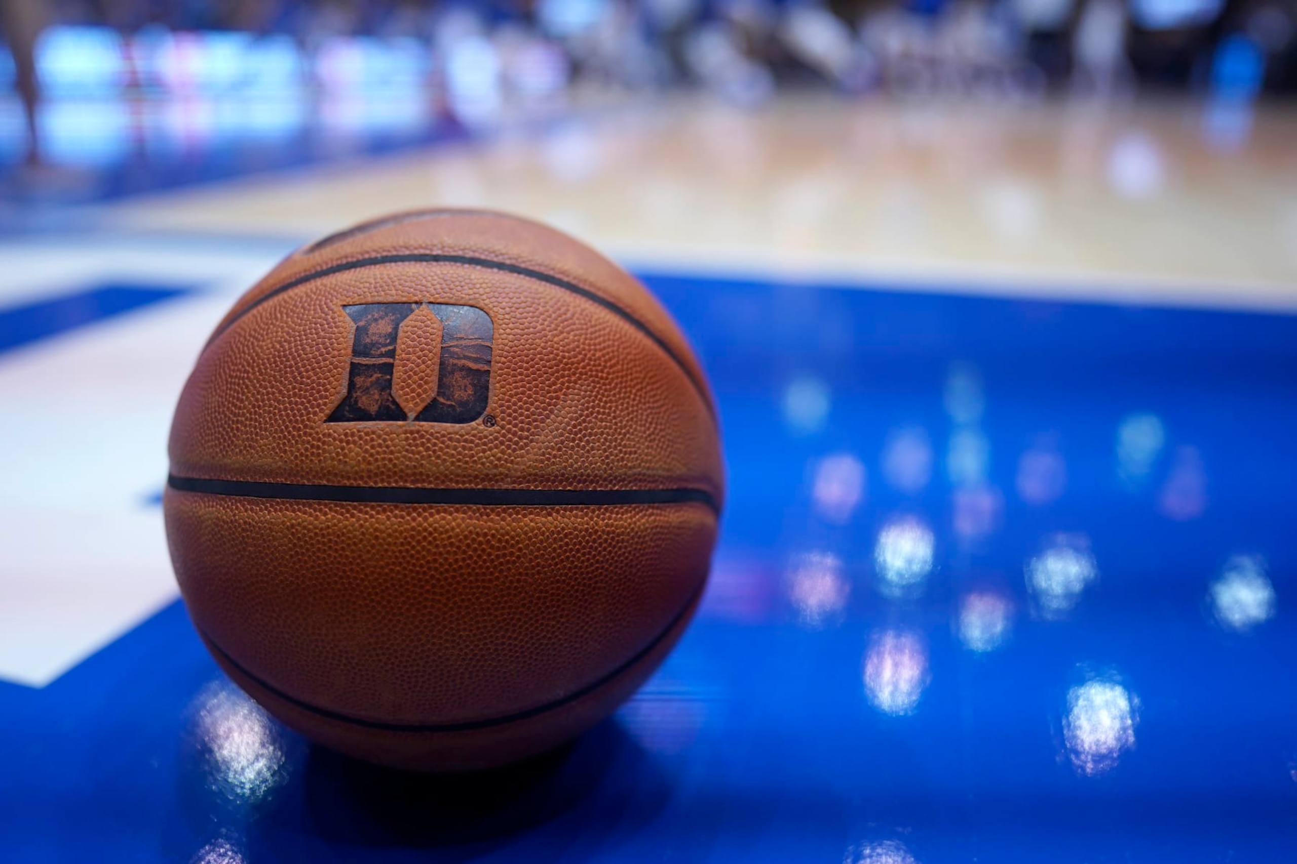 DURHAM, NORTH CAROLINA - NOVEMBER 15: A Duke Blue Devils basketball with the logo before their game against the Georgia State Panthers at Cameron Indoor Stadium on November 15, 2019 in Durham, North Carolina. (Photo by Jacob Kupferman/Getty Images)