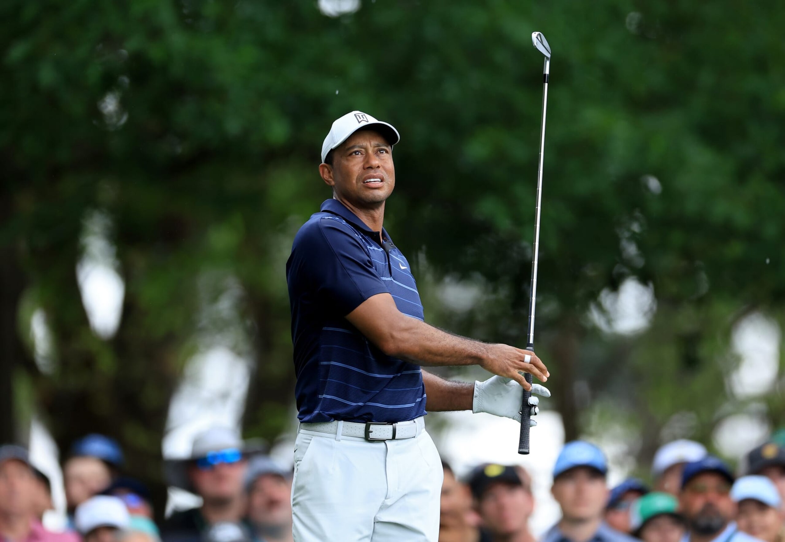 AUGUSTA, GEORGIA - APRIL 07: Tiger Woods of The United States plays his tee shot on the fourth hole during the second round of the 2023 Masters Tournament at Augusta National Golf Club on April 07, 2023 in Augusta, Georgia. (Photo by David Cannon/Getty Images)