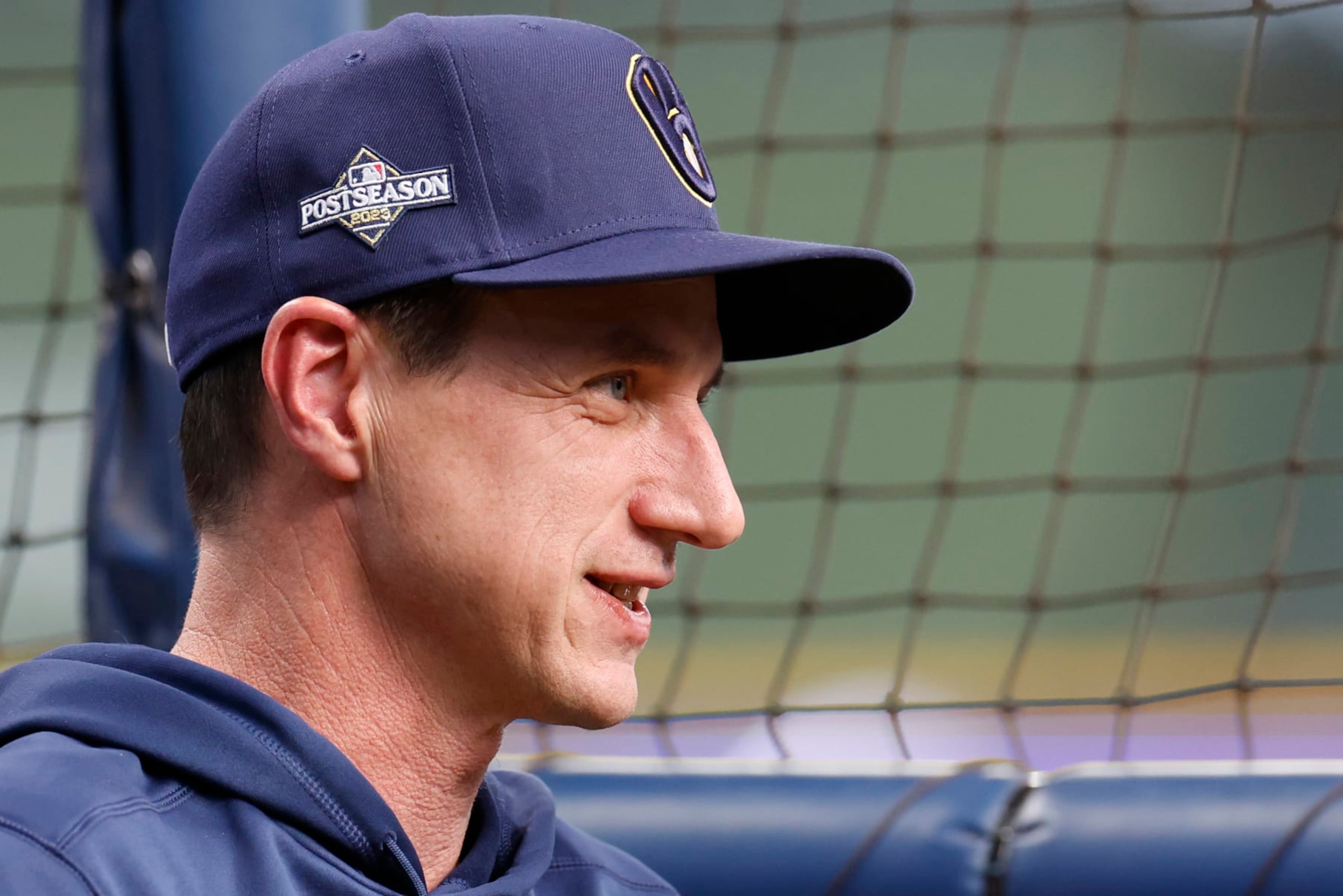 MILWAUKEE, WISCONSIN - OCTOBER 04: Milwaukee Brewers manager Craig Counsell is seen prior to Game Two of the Wild Card Series at American Family Field on October 04, 2023 in Milwaukee, Wisconsin. (Photo by John Fisher/Getty Images)