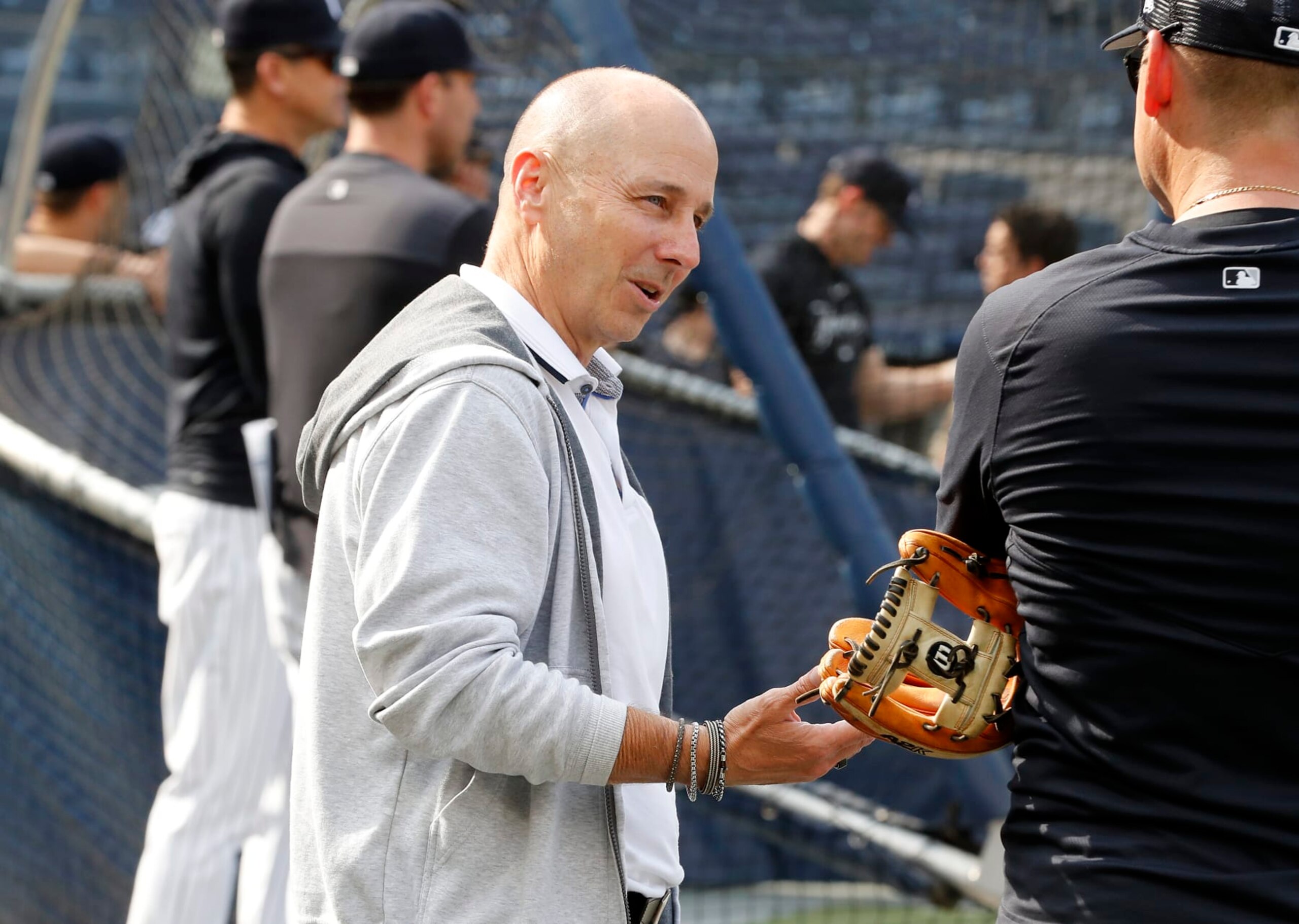 NEW YORK, NEW YORK - JUNE 20: (NEW YORK DAILIES OUT) New York Yankees general manager Brian Cashman looks on during batting practice before a game between the Yankees and the Seattle Mariners at Yankee Stadium on June 20, 2023 in the Bronx borough of New York City. The Yankees defeated the Mariners 3-1. (Photo by Jim McIsaac/Getty Images) NEW YORK, NEW YORK - JUNE 20: (NEW YORK DAILIES OUT) New York Yankees general manager Brian Cashman looks on during batting practice before a game between the Yankees and the Seattle Mariners at Yankee Stadium on June 20, 2023 in the Bronx borough of New York City. The Yankees defeated the Mariners 3-1. (Photo by Jim McIsaac/Getty Images)