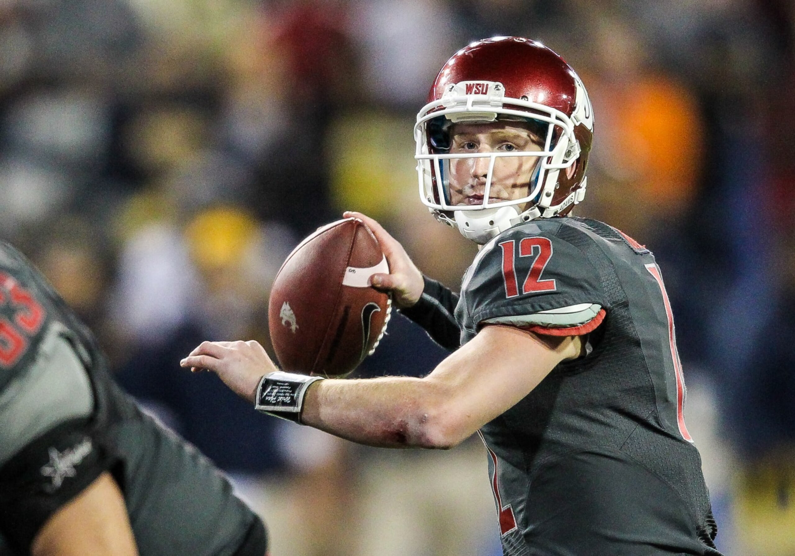 Oct. 4, 2014 : Washington State Cougars quarterback Connor Halliday (12) during the game between California Golden Bears and the Washington State Cougars at Martin Stadium in Pullman, Washington. (Photo by Steve Conner/Icon Sportswire/Corbis/Icon Sportswire via Getty Images)