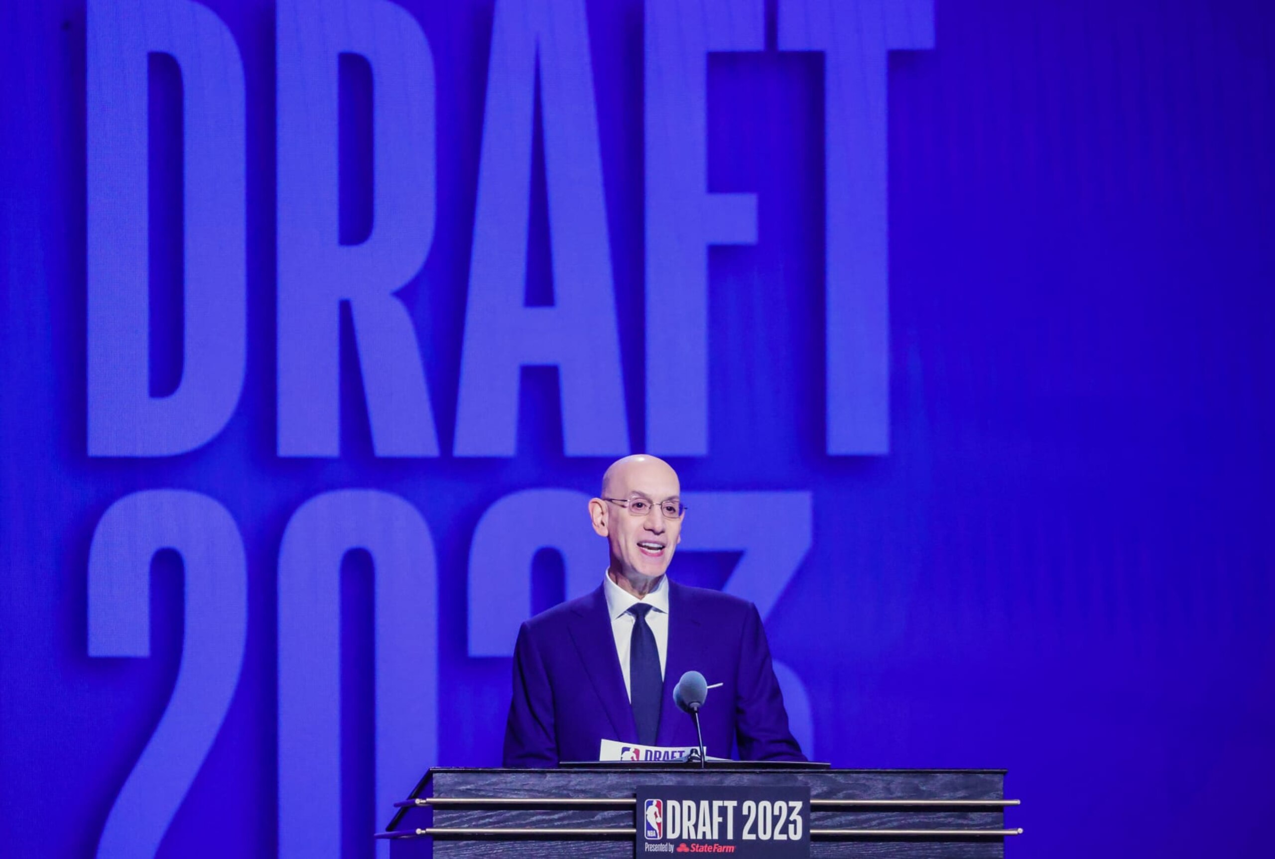 NEW YORK, UNITED STATES - JUNE 22: NBA commissioner Adam Silver makes a speech during the 2023 NBA draft at Barclays Center in Brooklyn, New York on June 22, 2023. (Photo by Selcuk Acar/Anadolu Agency via Getty Images)