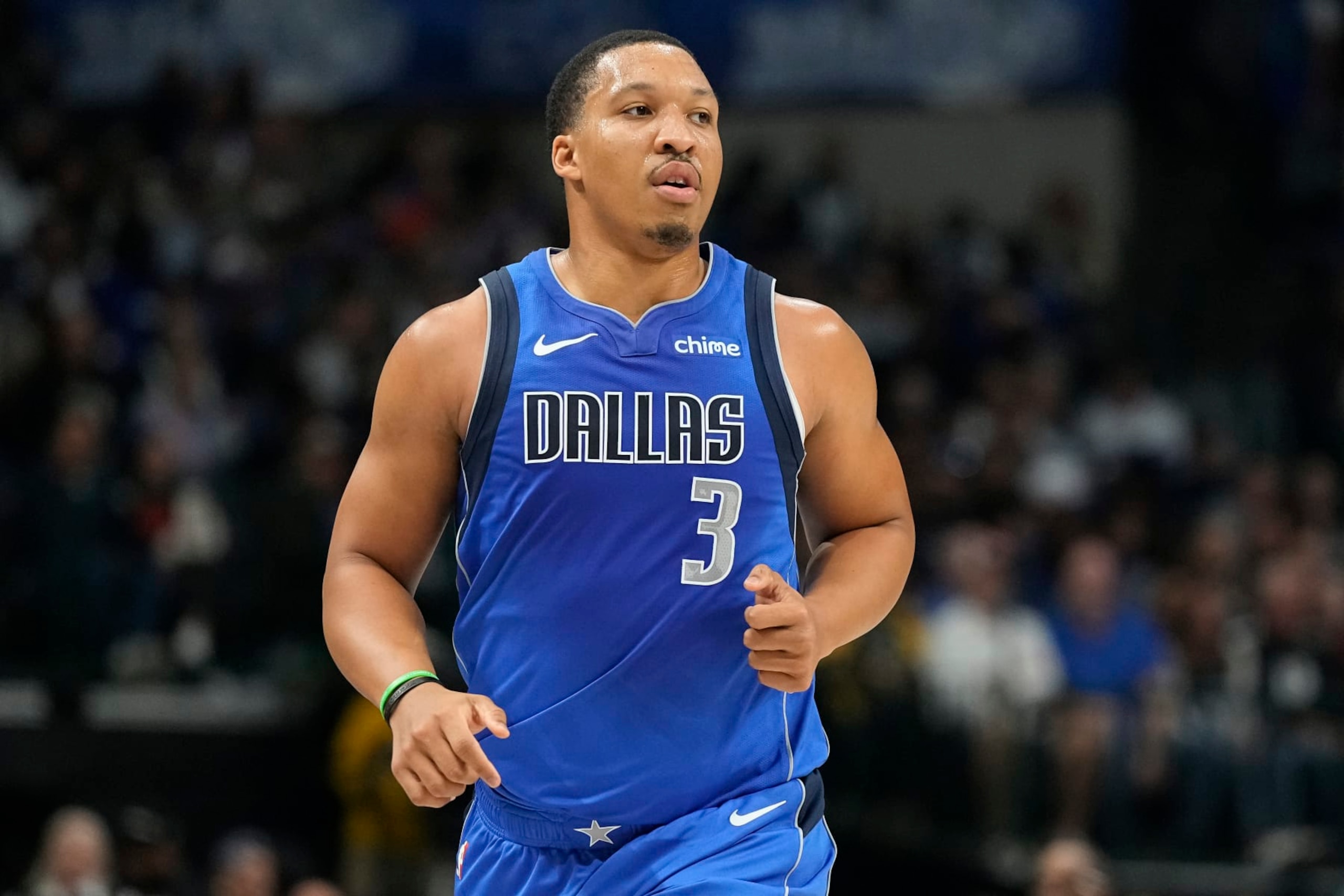 DALLAS, TEXAS - NOVEMBER 05: Grant Williams #3 of the Dallas Mavericks runs up the court during the first half against the Charlotte Hornets at American Airlines Center on November 05, 2023 in Dallas, Texas. NOTE TO USER: User expressly acknowledges and agrees that, by downloading and or using this photograph, User is consenting to the terms and conditions of the Getty Images License Agreement. (Photo by Sam Hodde/Getty Images)