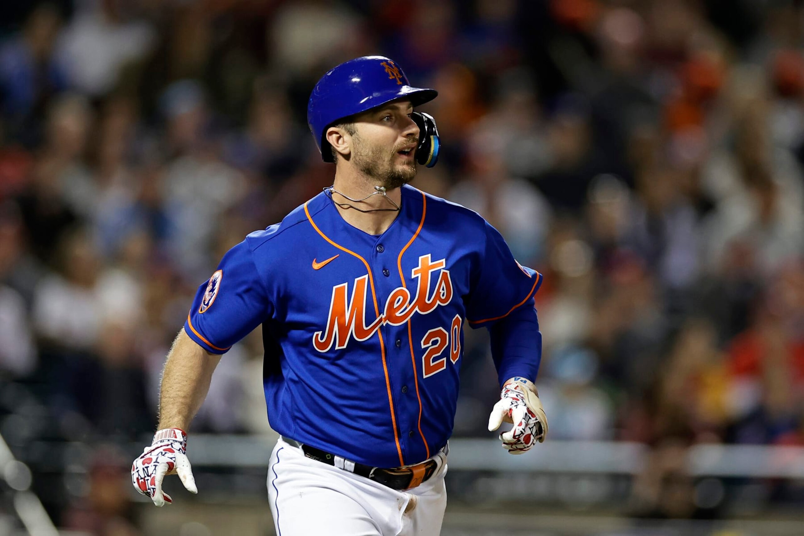 NEW YORK, NY - SEPTEMBER 30: Pete Alonso #20 of the New York Mets in action against the Philadelphia Phillies during the first inning of the second game of a doubleheader at Citi Field on September 30, 2023 in New York City. (Photo by Adam Hunger/Getty Images)