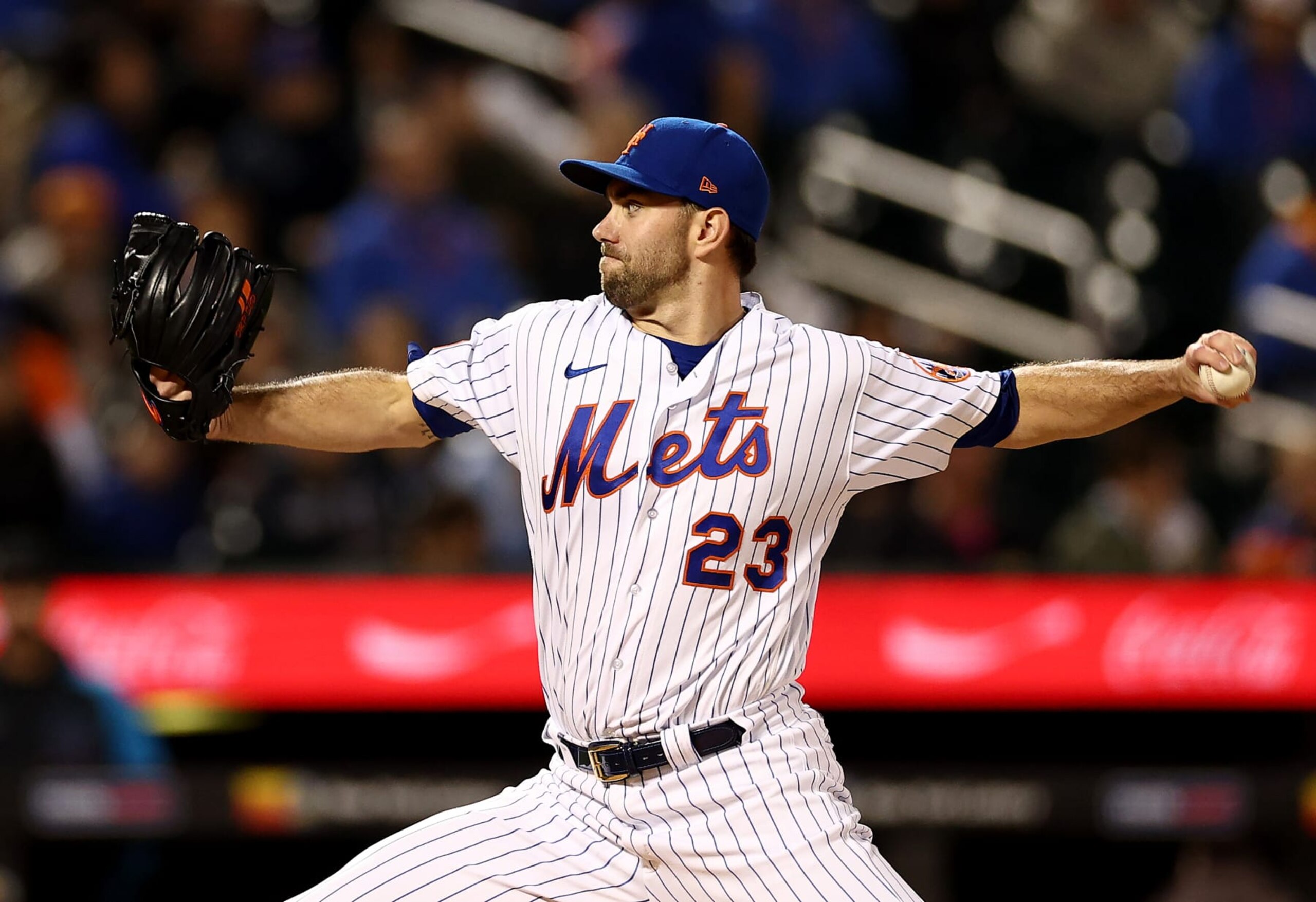 NEW YORK, NEW YORK - SEPTEMBER 28:  David Peterson #23 of the New York Mets delivers a pitch in the first inning against the Miami Marlins at Citi Field on September 28, 2023 in the Flushing neighborhood of the Queens borough of New York City. (Photo by Elsa/Getty Images)