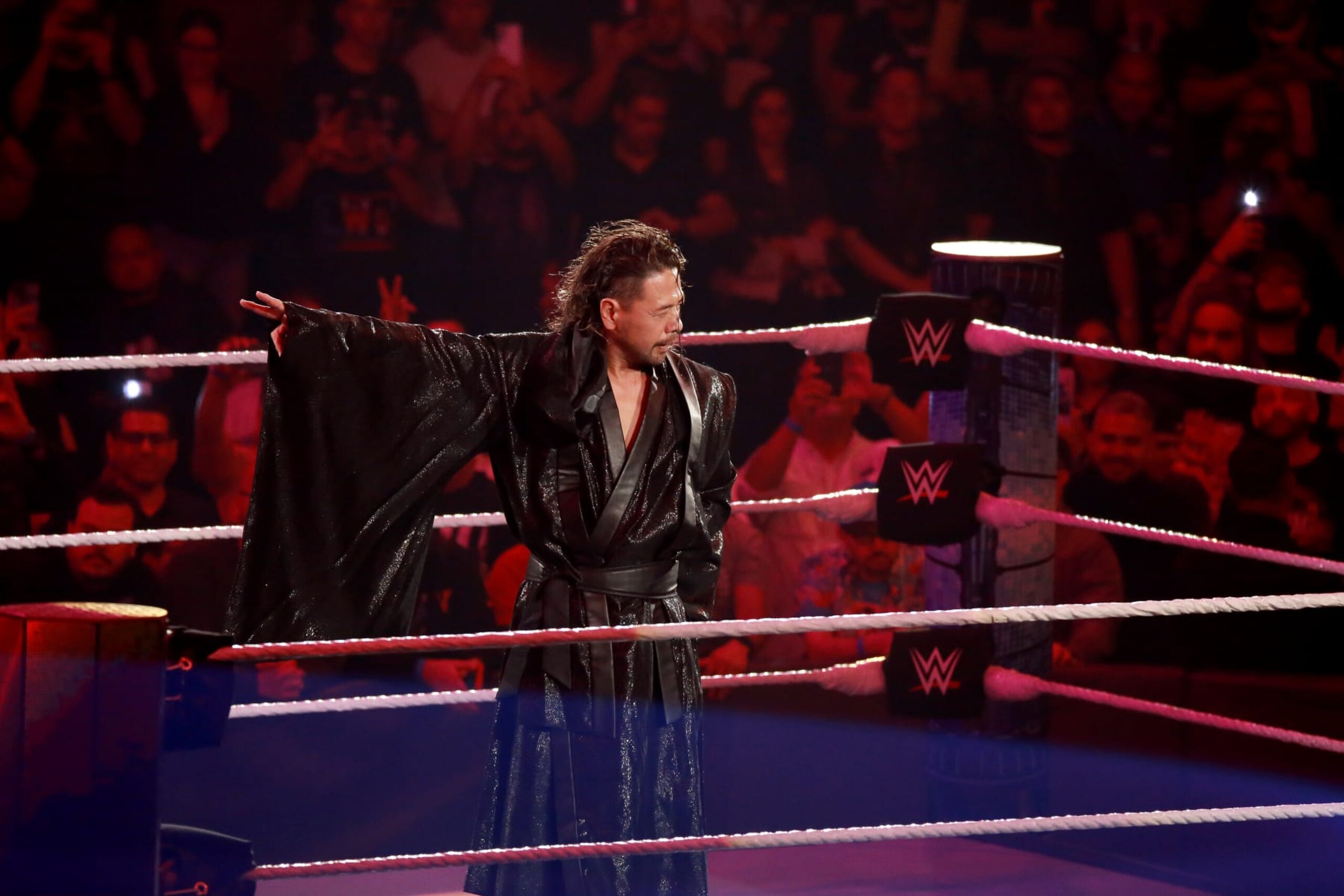 SAN JUAN, PUERTO RICO - MAY 05: Shinsuke Nakamura enters the ring during the WWE SmackDown at Coliseo de Puerto Rico José Miguel Agrelot on May 05, 2023 in San Juan, Puerto Rico. (Photo by Gladys Vega/Getty Images)