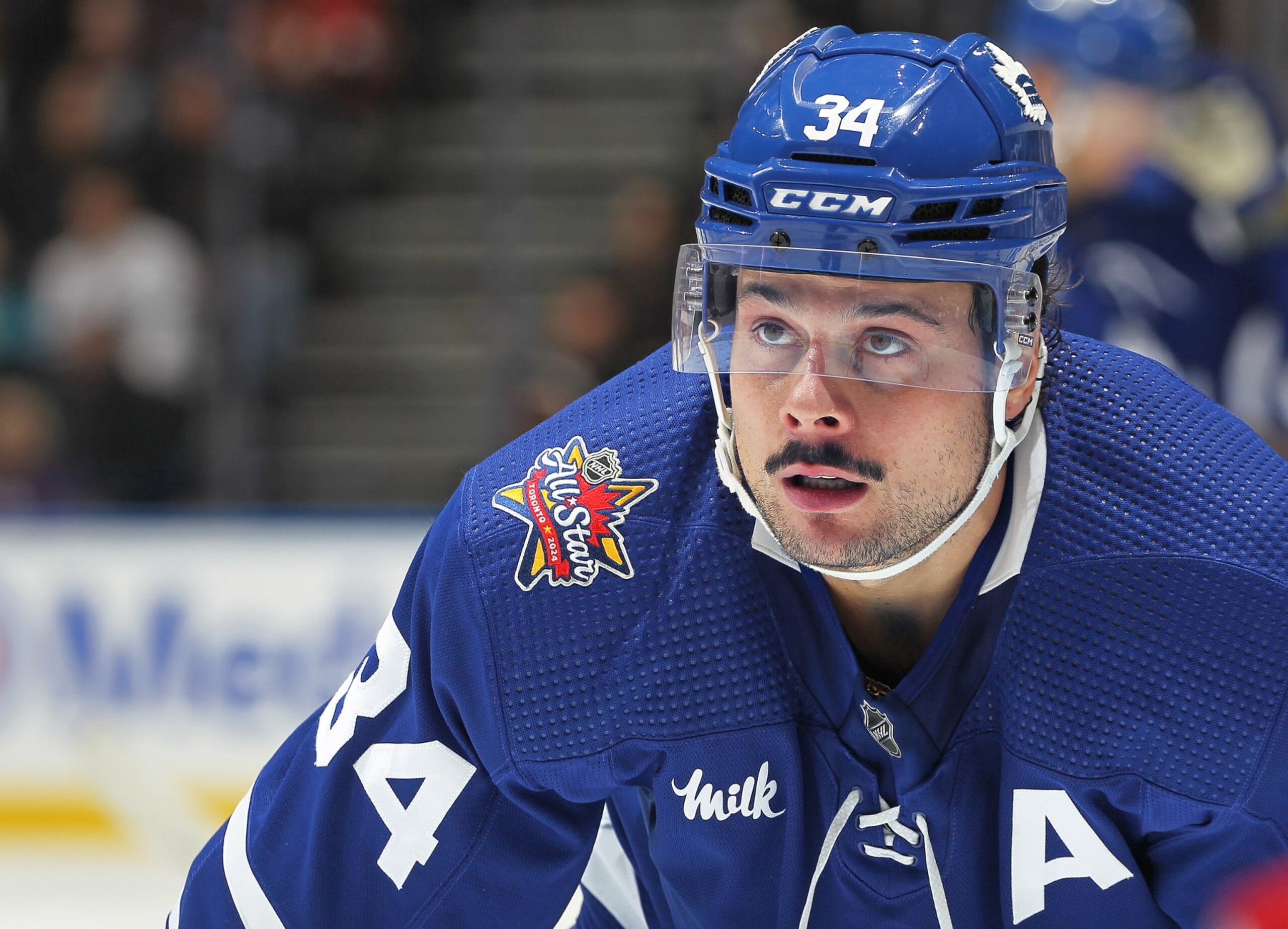 TORONTO, CANADA - NOVEMBER 8: Auston Matthews #34 of the Toronto Maple Leafs waits for a faceoff against the Ottawa Senators during the second period of an NHL game at Scotiabank Arena on November 8, 2023 in Toronto, Ontario, Canada. The Senators defeated the Maple Leafs 6-3. (Photo by Claus Andersen/Getty Images) TORONTO, CANADA - NOVEMBER 8: Auston Matthews #34 of the Toronto Maple Leafs waits for a faceoff against the Ottawa Senators during the second period of an NHL game at Scotiabank Arena on November 8, 2023 in Toronto, Ontario, Canada. The Senators defeated the Maple Leafs 6-3. (Photo by Claus Andersen/Getty Images)