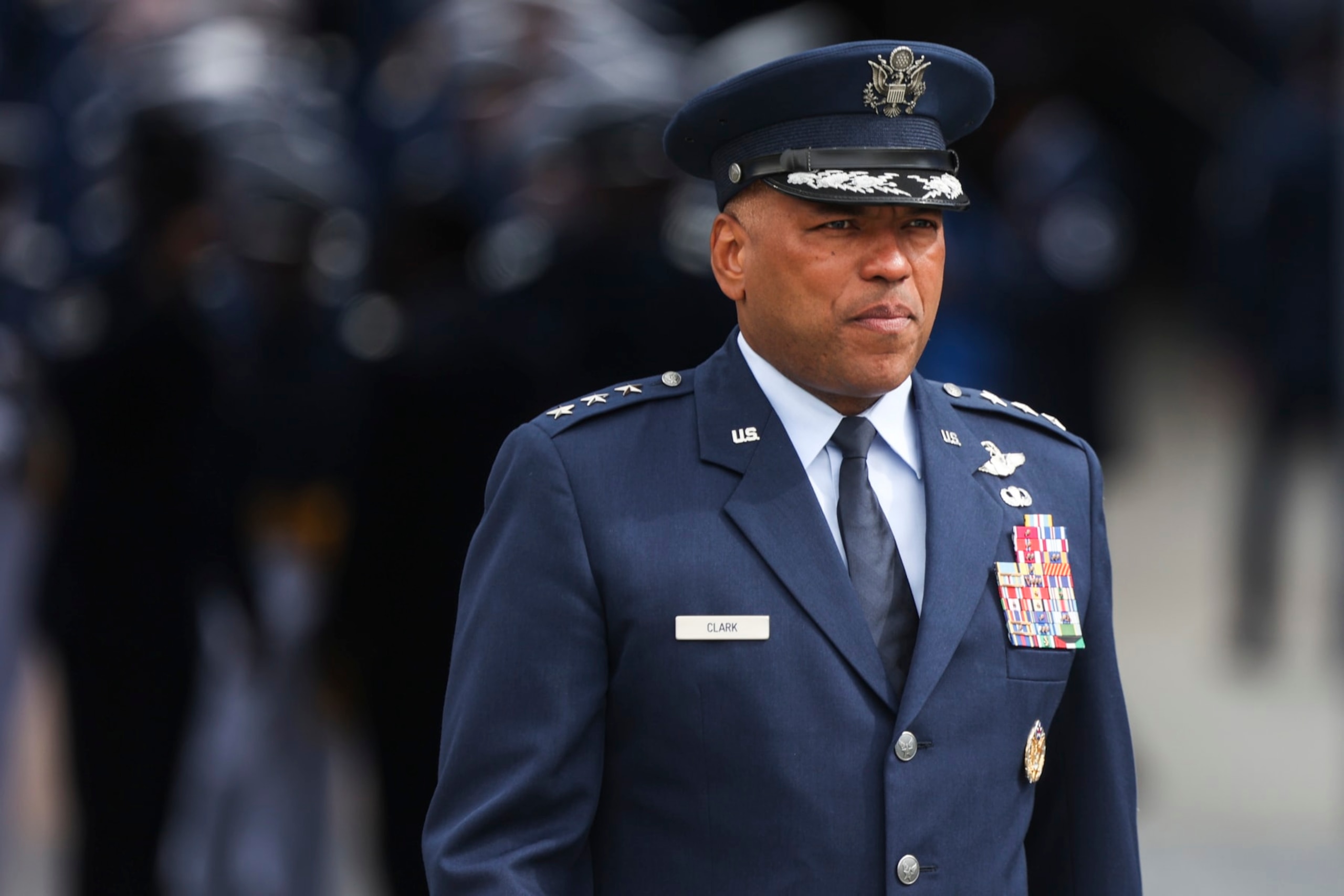 COLORADO SPRINGS, CO - MAY 26: United States Air Force Academy superintendent Lt. Gen. Richard Clark walks out to the United States Air Force Academy graduation ceremony at Falcon Stadium on May 26, 2021 in Colorado Springs, Colorado. Chairman of the Joint Chiefs of Staff General Mark A. Milley gave the commencement address to the 1019 graduates from the academy. (Photo by Michael Ciaglo/Getty Images)