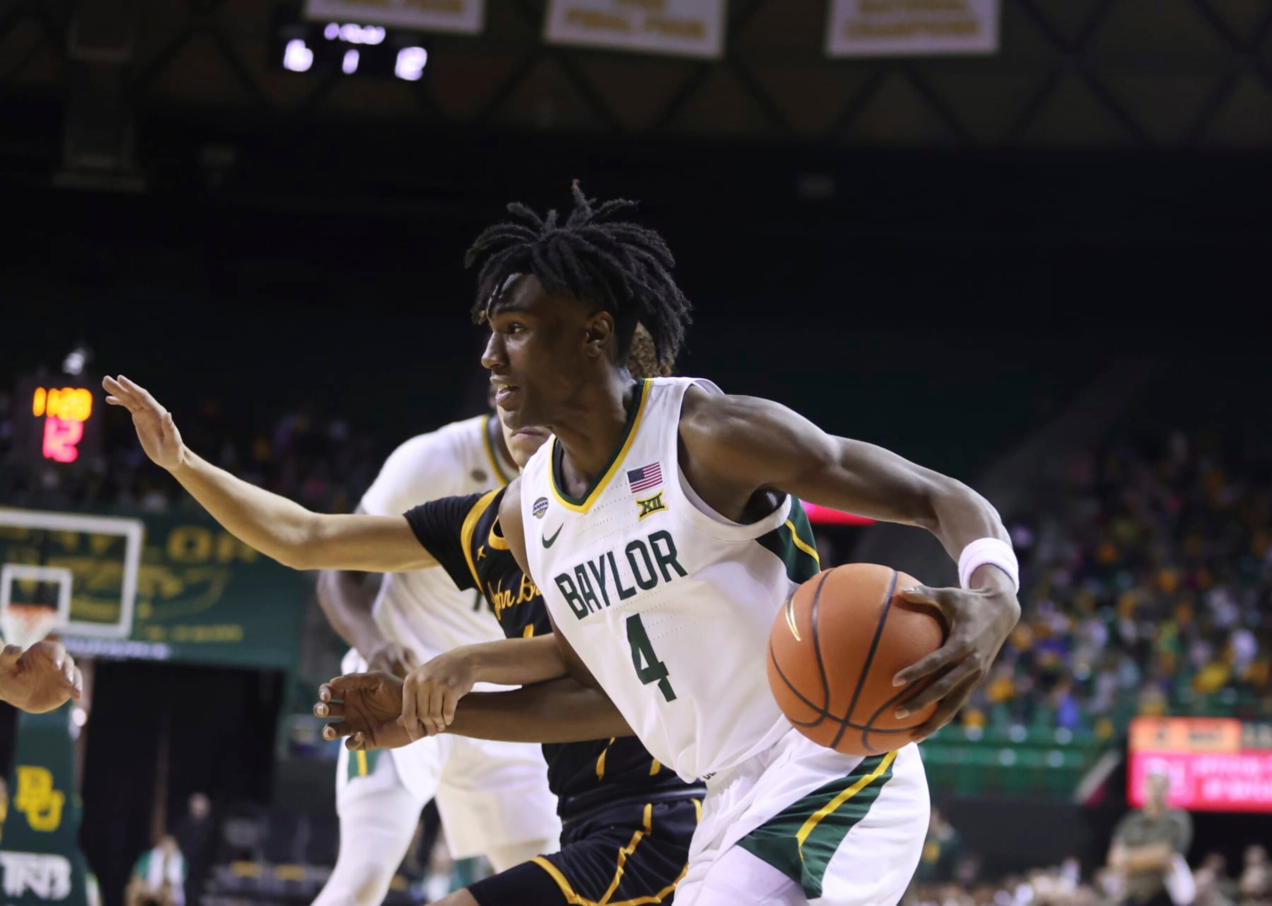 Baylor guard Ja'Kobe Walter drives to the basket against John Brown in the second half of an NCAA college basketball game, Thursday, Nov. 9, 2023, in Waco, Texas. (AP Photo/Rod Aydelotte)