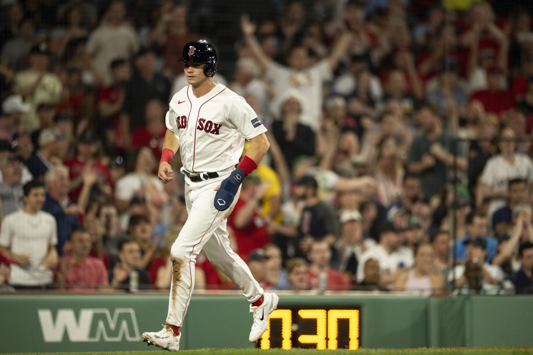 BOSTON, MA - MAY 12: Bobby Dalbec #29 of the Boston Red Sox scores during the eighth inning of a game against the St. Louis Cardinals on May 12, 2023 at Fenway Park in Boston, Massachusetts. (Photo by Maddie Malhotra/Boston Red Sox/Getty Images)