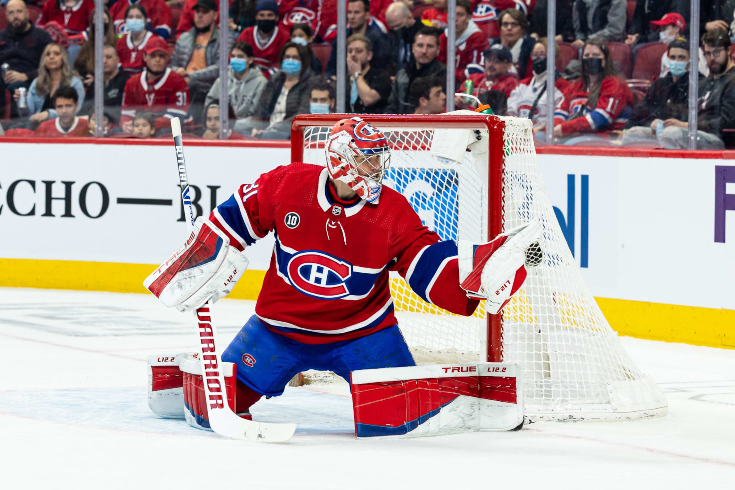 MONTREAL, QC - APRIL 29: Goaltender Carey Price #31 of the Montreal Canadiens makes a glove save against the Florida Panthers in the NHL game at the Bell Centre on April 29, 2022 in Montreal, Quebec, Canada. (Photo by Vitor Munhoz/NHLI via Getty Images)