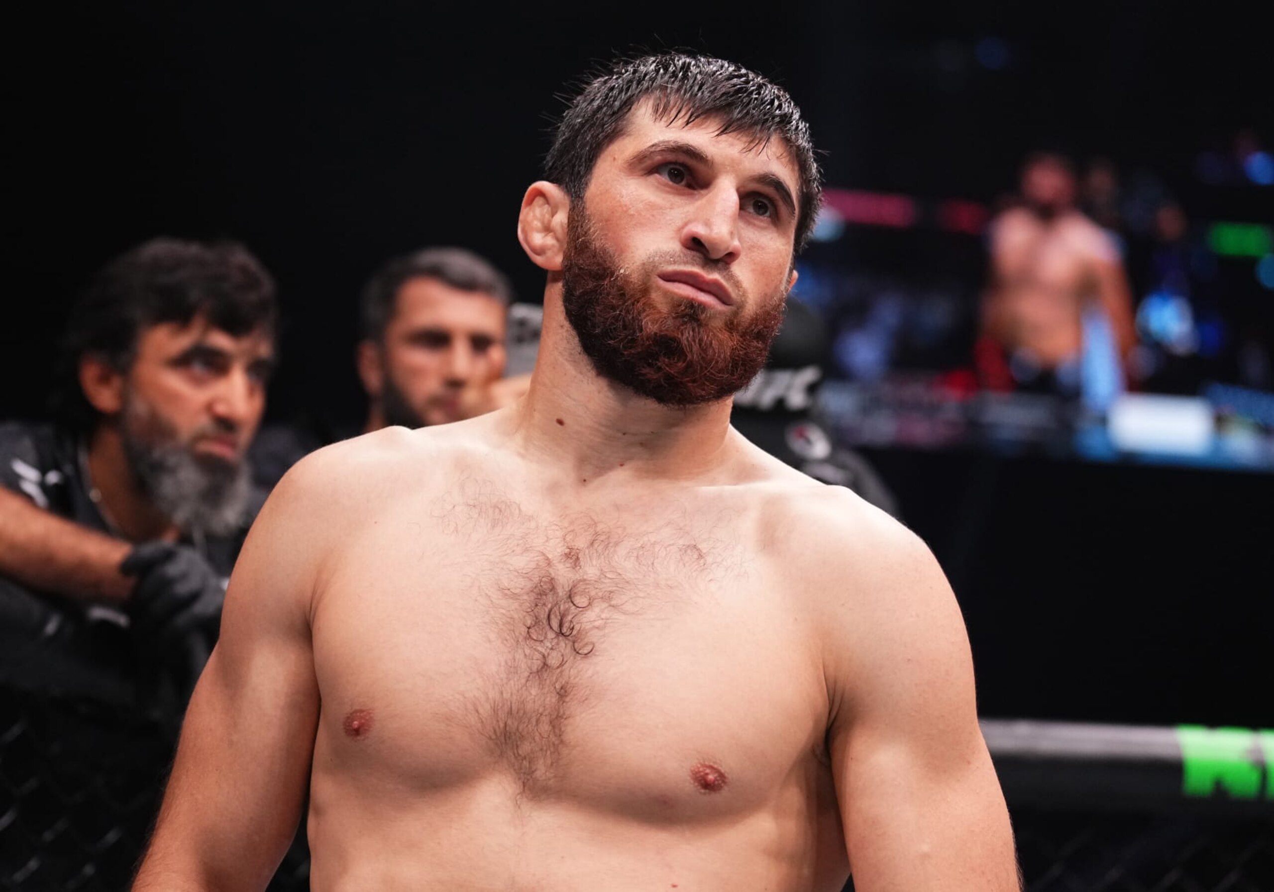 ABU DHABI, UNITED ARAB EMIRATES - OCTOBER 21: Magomed Ankalaev of Russia prepares to face Johnny Walker of Brazil in a light heavyweight fight during the UFC 294 event at Etihad Arena on October 21, 2023 in Abu Dhabi, United Arab Emirates. (Photo by Chris Unger/Zuffa LLC via Getty Images)