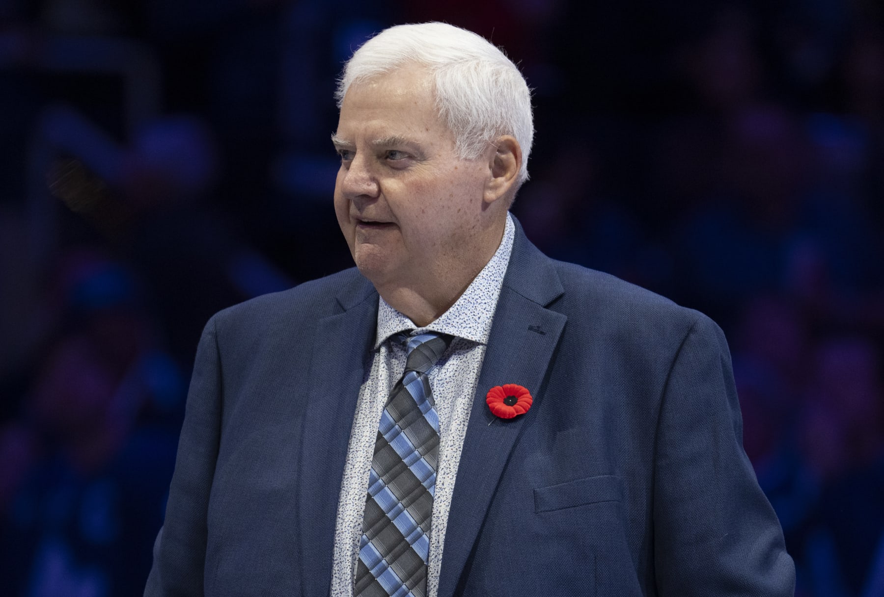 TORONTO, ON - NOVEMBER 10: Hockey Hall of Fame inductee Ken Hitchcock is introduced during a ceremony before the Toronto Maple Leafs play the Calgary Flames at the Scotiabank Arena on November 10, 2023 in Toronto, Ontario, Canada. (Photo by Mark Blinch/NHLI via Getty Images)