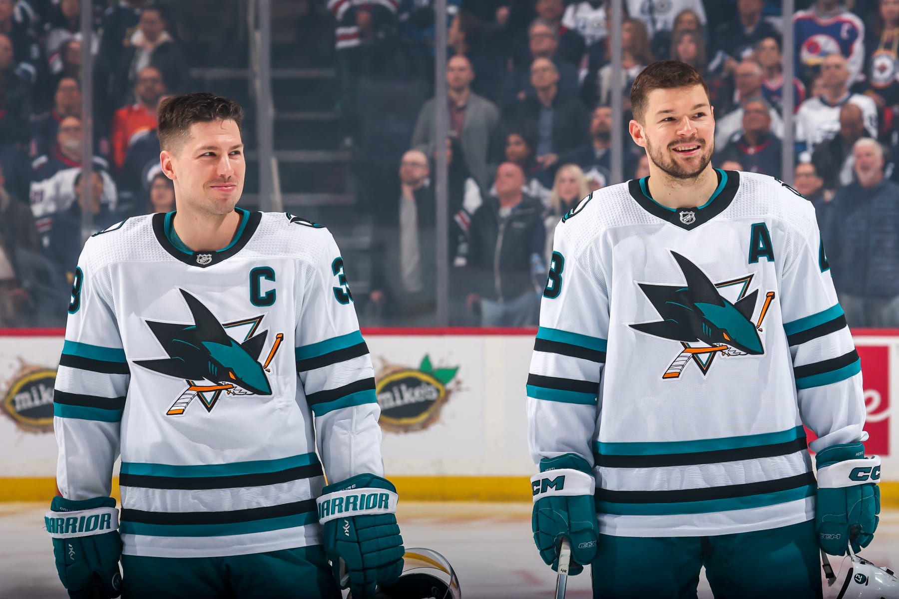 San Jose Sharks captain Logan Couture (left) and forward Tomáš Hertl. 