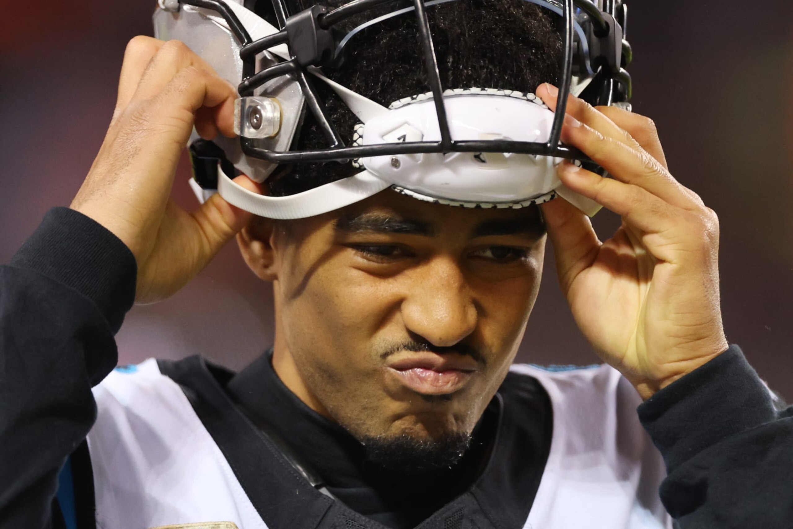 CHICAGO, ILLINOIS - NOVEMBER 09: Bryce Young #9 of the Carolina Panthers reacts against the Chicago Bears during the first half at Soldier Field on November 09, 2023 in Chicago, Illinois. (Photo by Michael Reaves/Getty Images) CHICAGO, ILLINOIS - NOVEMBER 09: Bryce Young #9 of the Carolina Panthers reacts against the Chicago Bears during the first half at Soldier Field on November 09, 2023 in Chicago, Illinois. (Photo by Michael Reaves/Getty Images)
