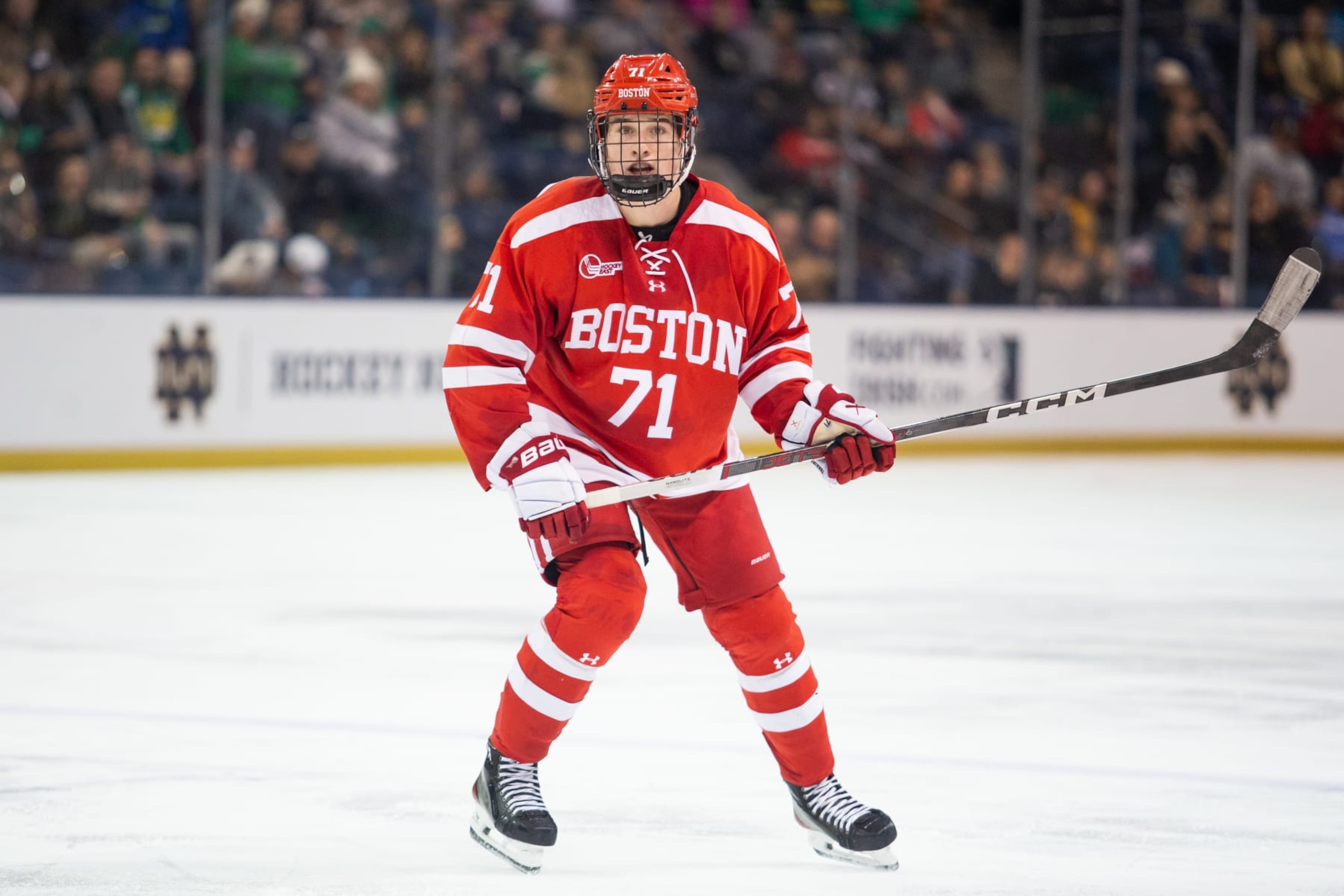 Boston University center Macklin Celebrini. Boston University center Macklin Celebrini.
