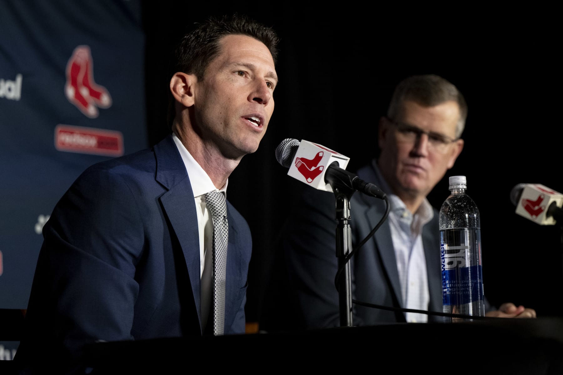 BOSTON, MA - NOVEMBER 2: Craig Breslow is officially introduced as Chief Baseball Officer of the Boston Red Sox during a press conference on November 2, 2023 at Fenway Park in Boston, Massachusetts. (Photo by Maddie Malhotra/Boston Red Sox/Getty Images)