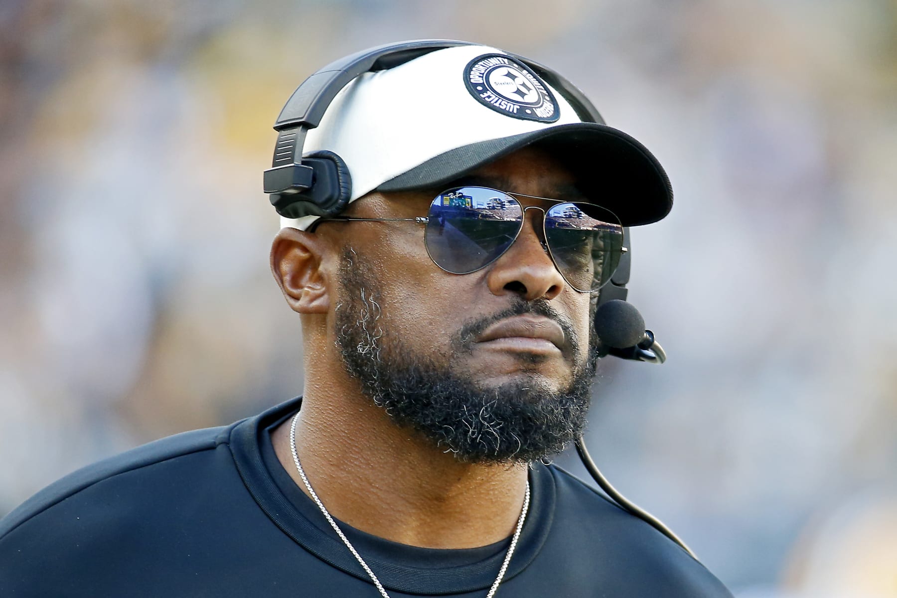 PITTSBURGH, PENNSYLVANIA - NOVEMBER 12: Head coach Mike Tomlin of the Pittsburgh Steelers looks on during the fourth quarter against the Green Bay Packers at Acrisure Stadium on November 12, 2023 in Pittsburgh, Pennsylvania. (Photo by Justin K. Aller/Getty Images)